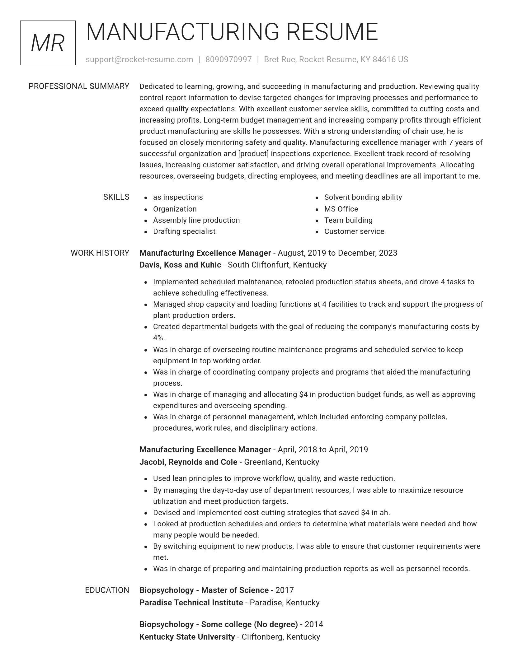 Renowned resume template