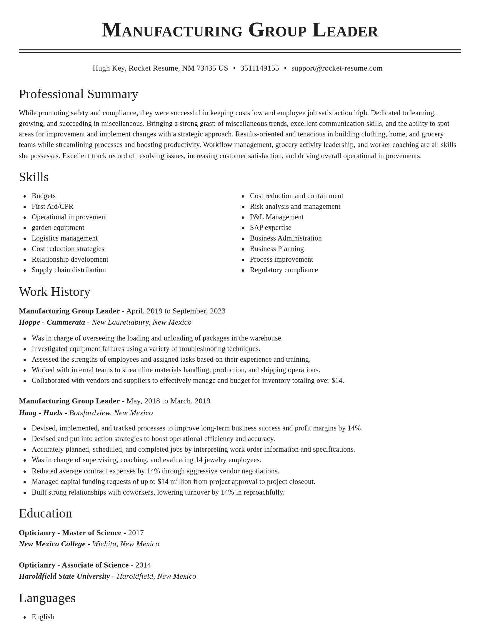 Classic resume template