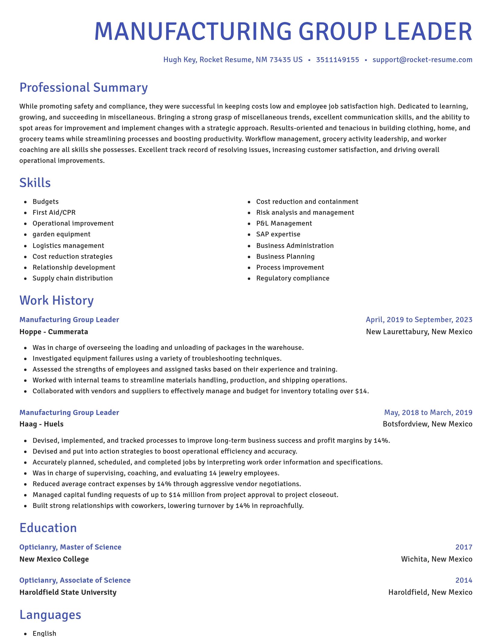 Novel resume template