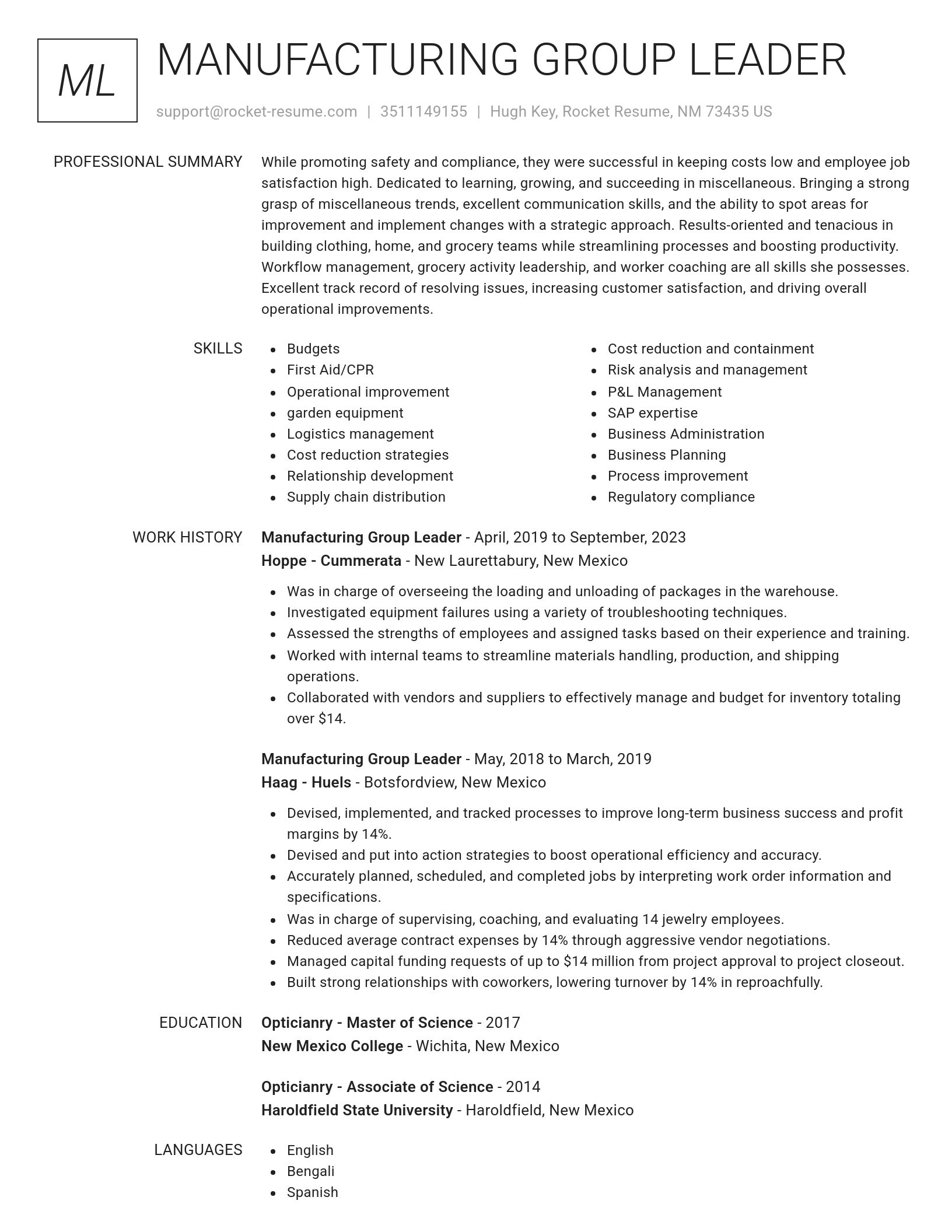 Renowned resume template