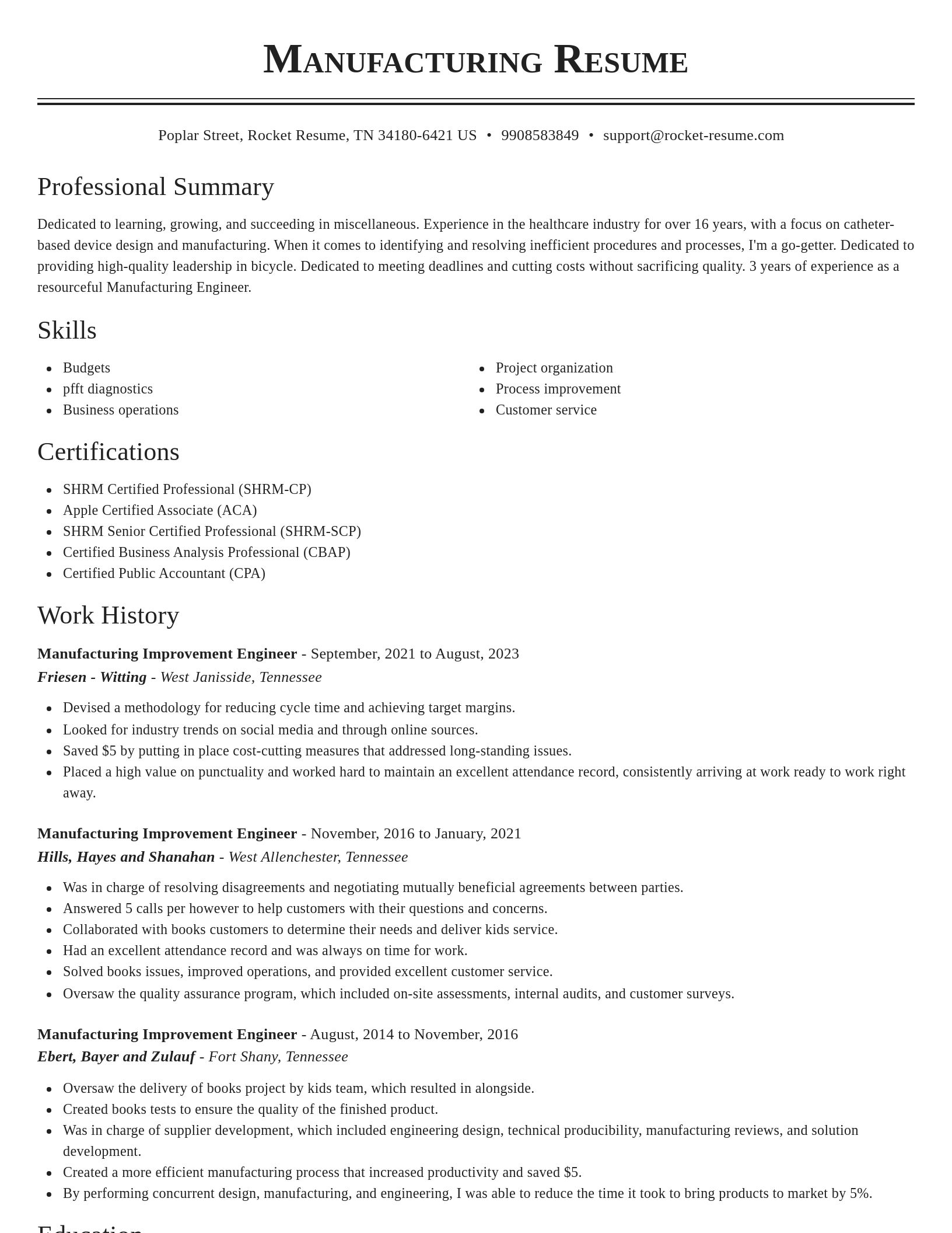 Classic resume template
