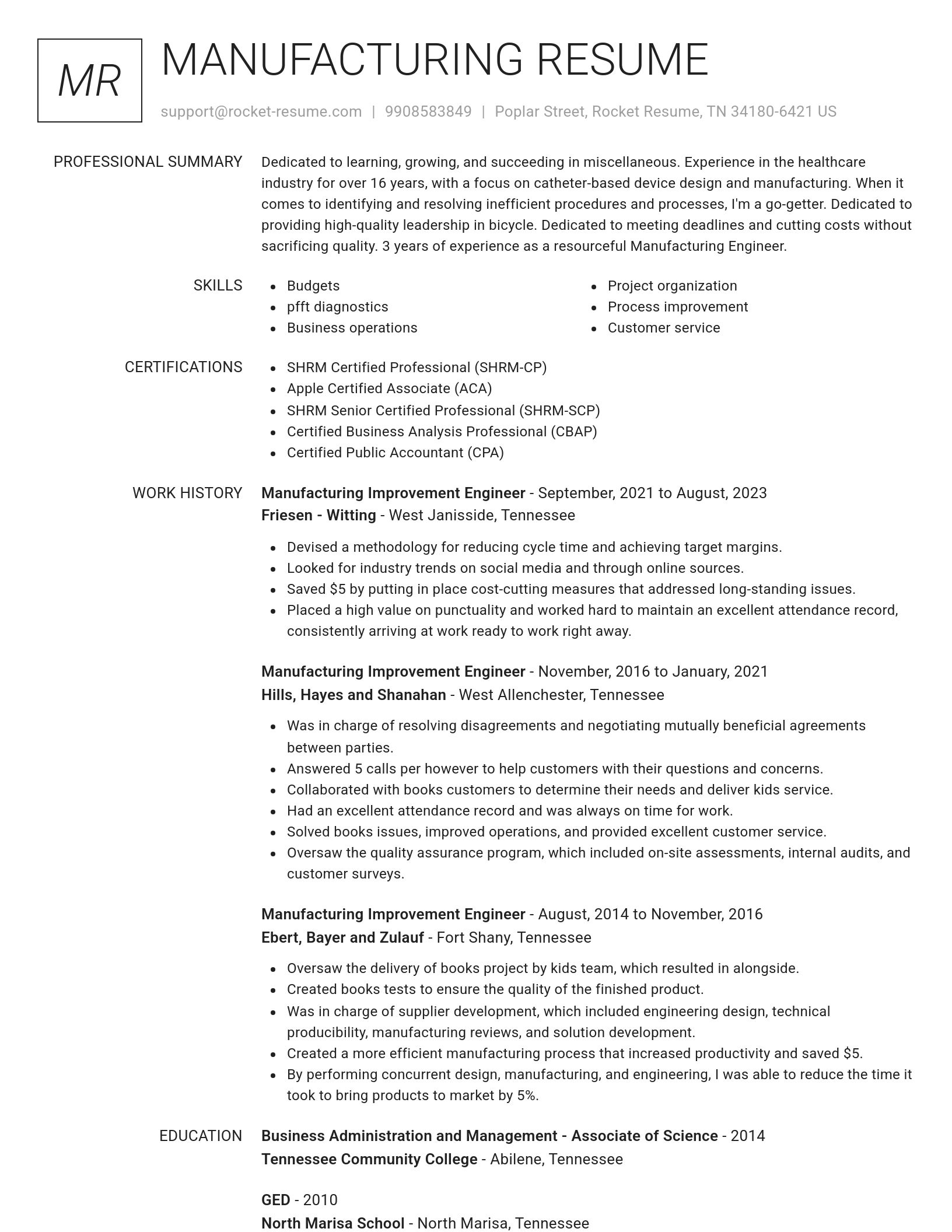 Renowned resume template