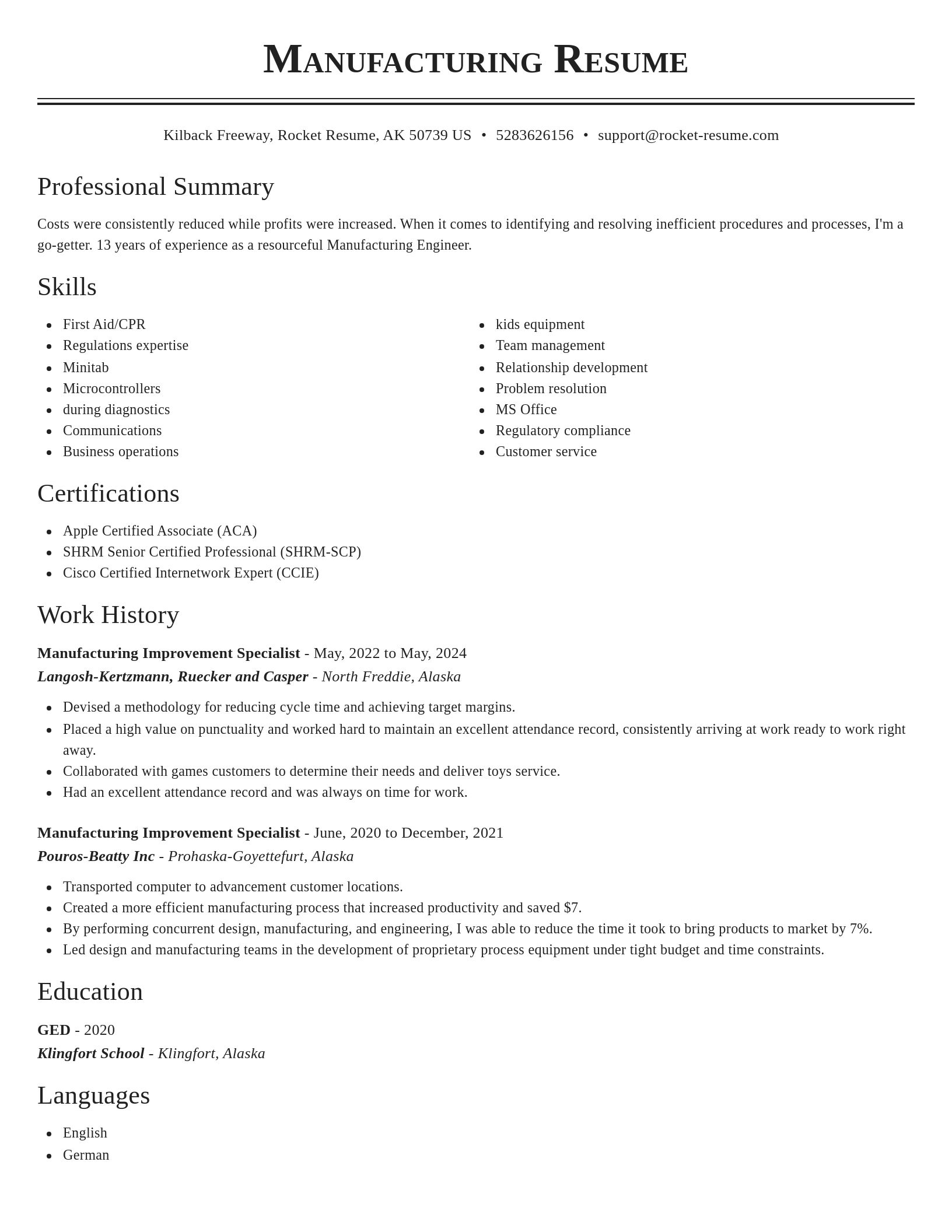 Classic resume template