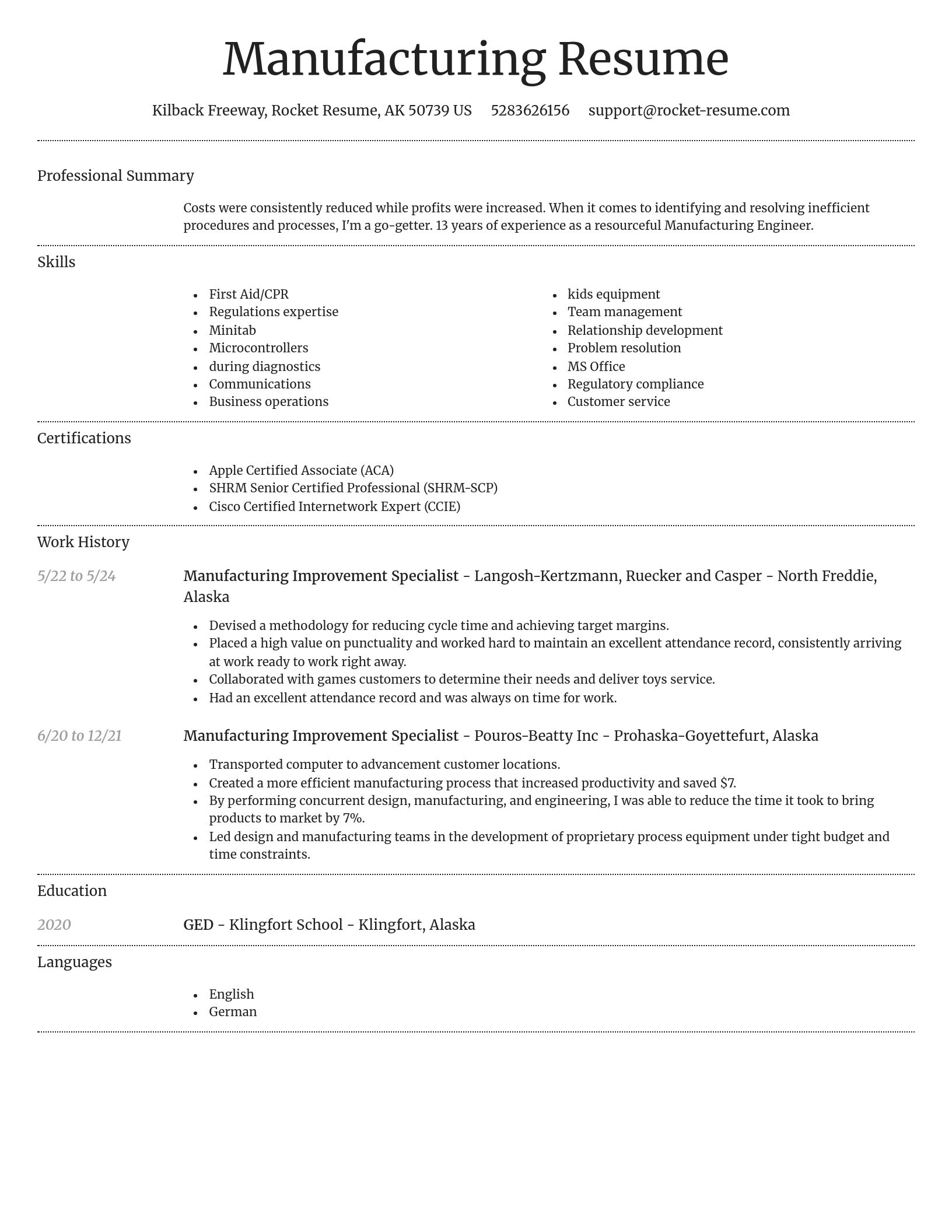 Dignified resume template