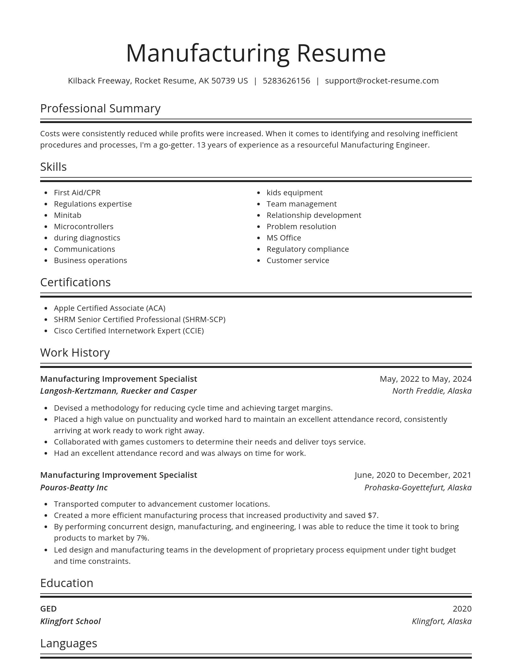 Spotlight resume template