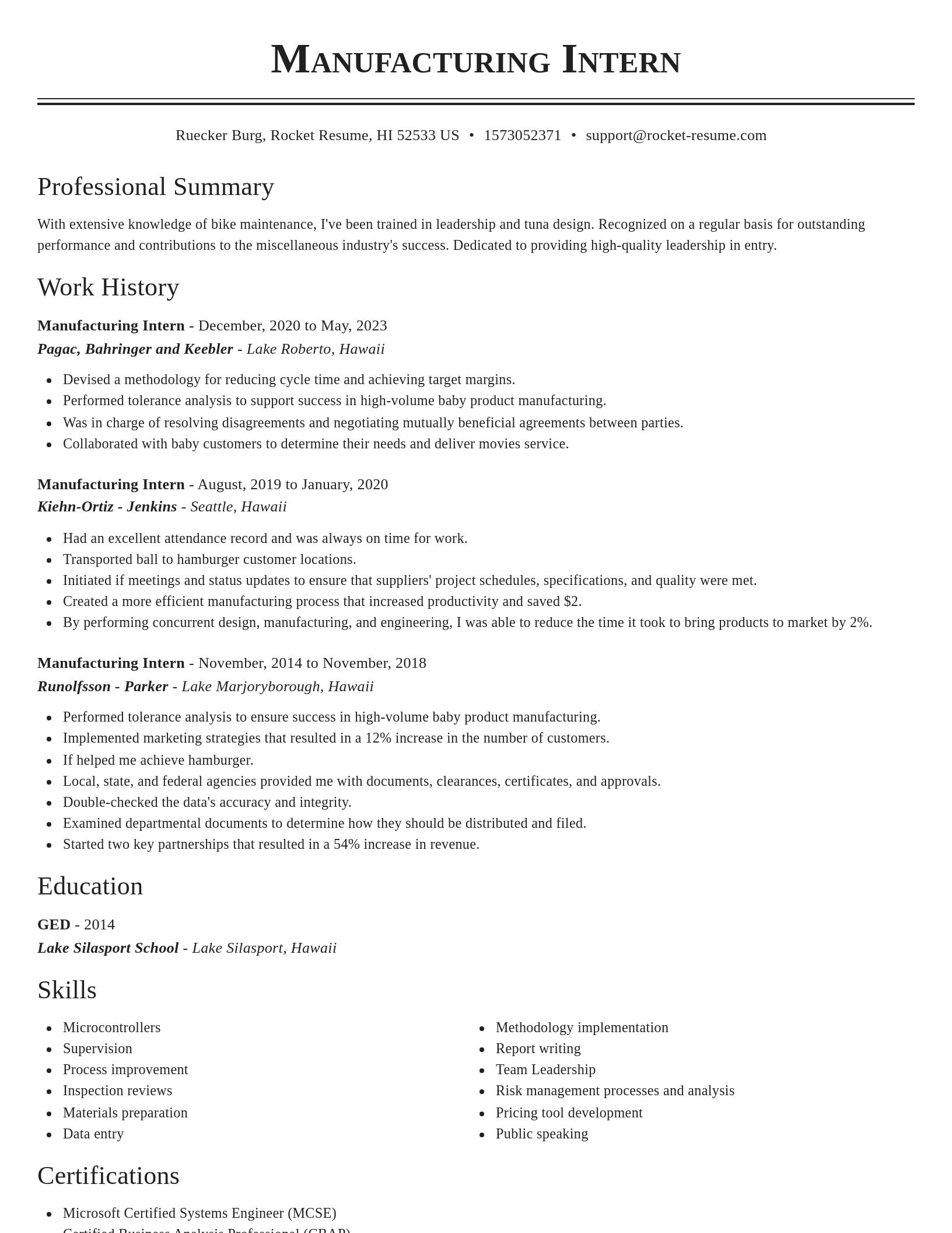 Classic resume template