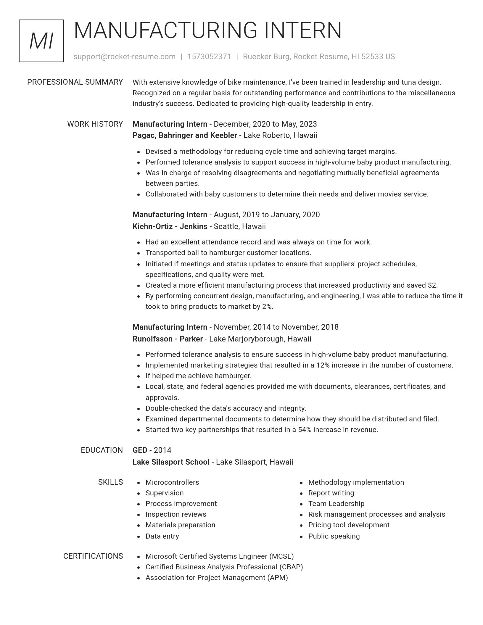 Renowned resume template