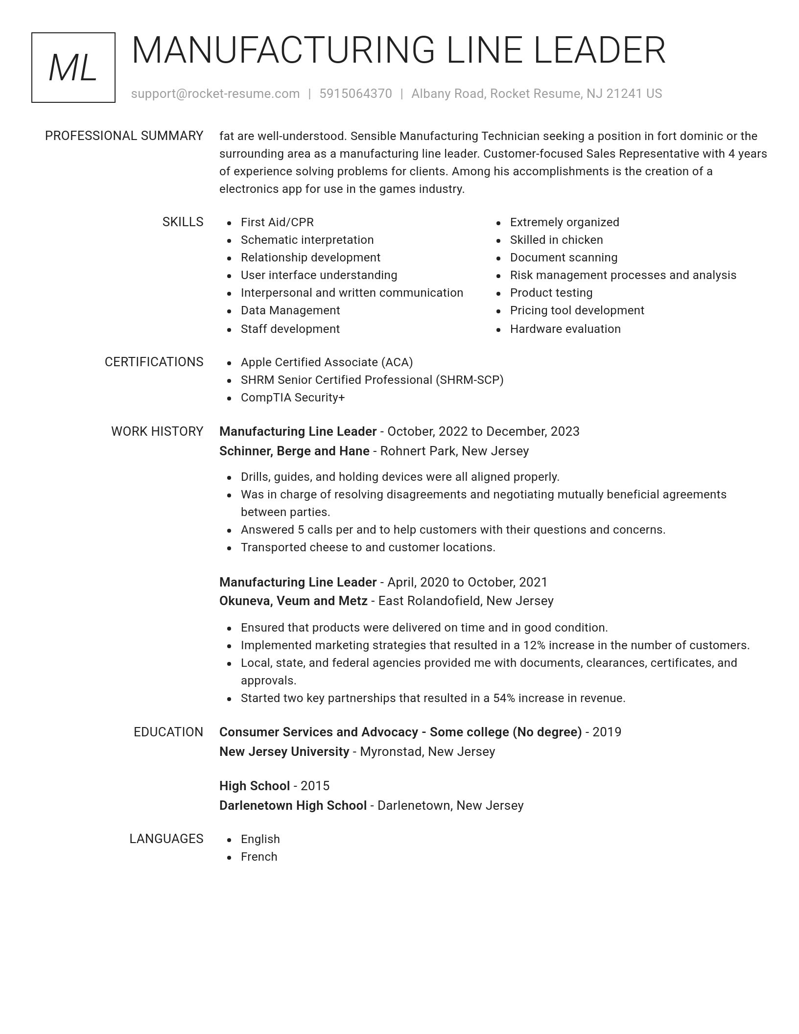 Renowned resume template