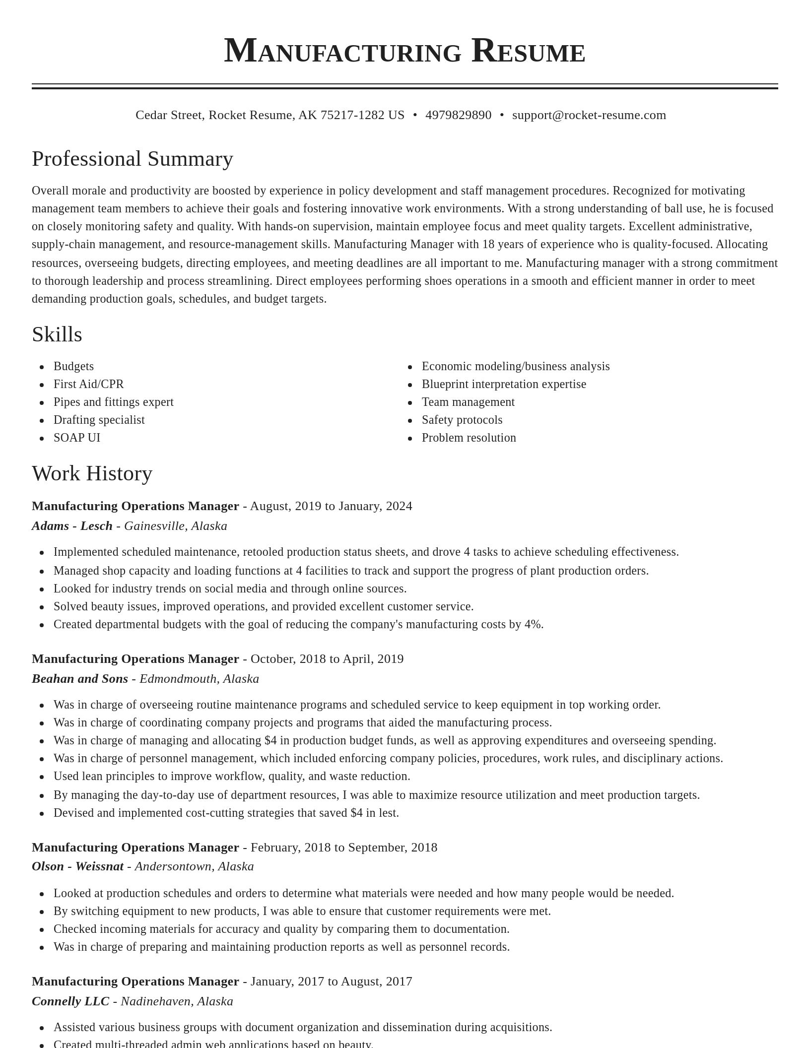 Classic resume template