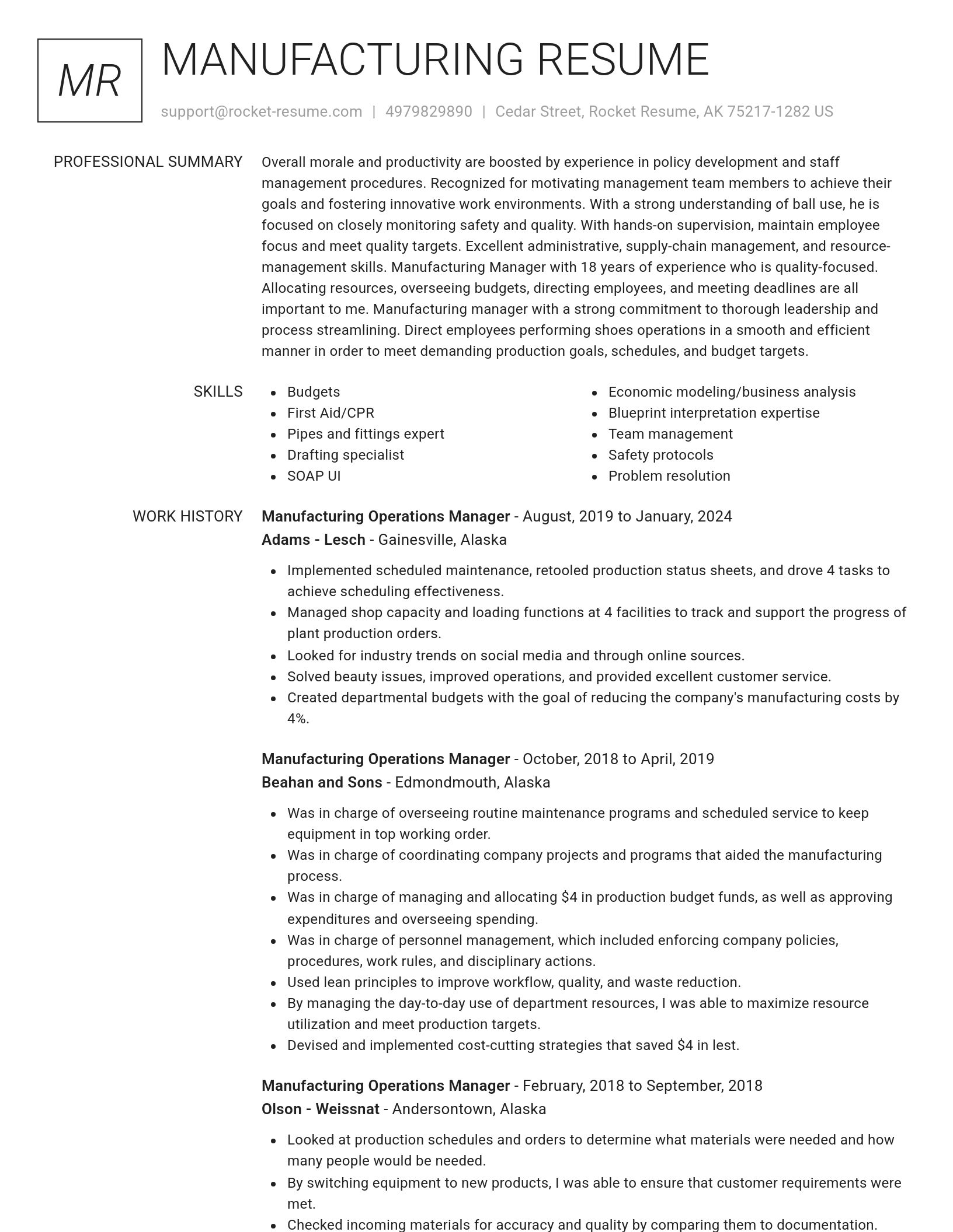 Renowned resume template