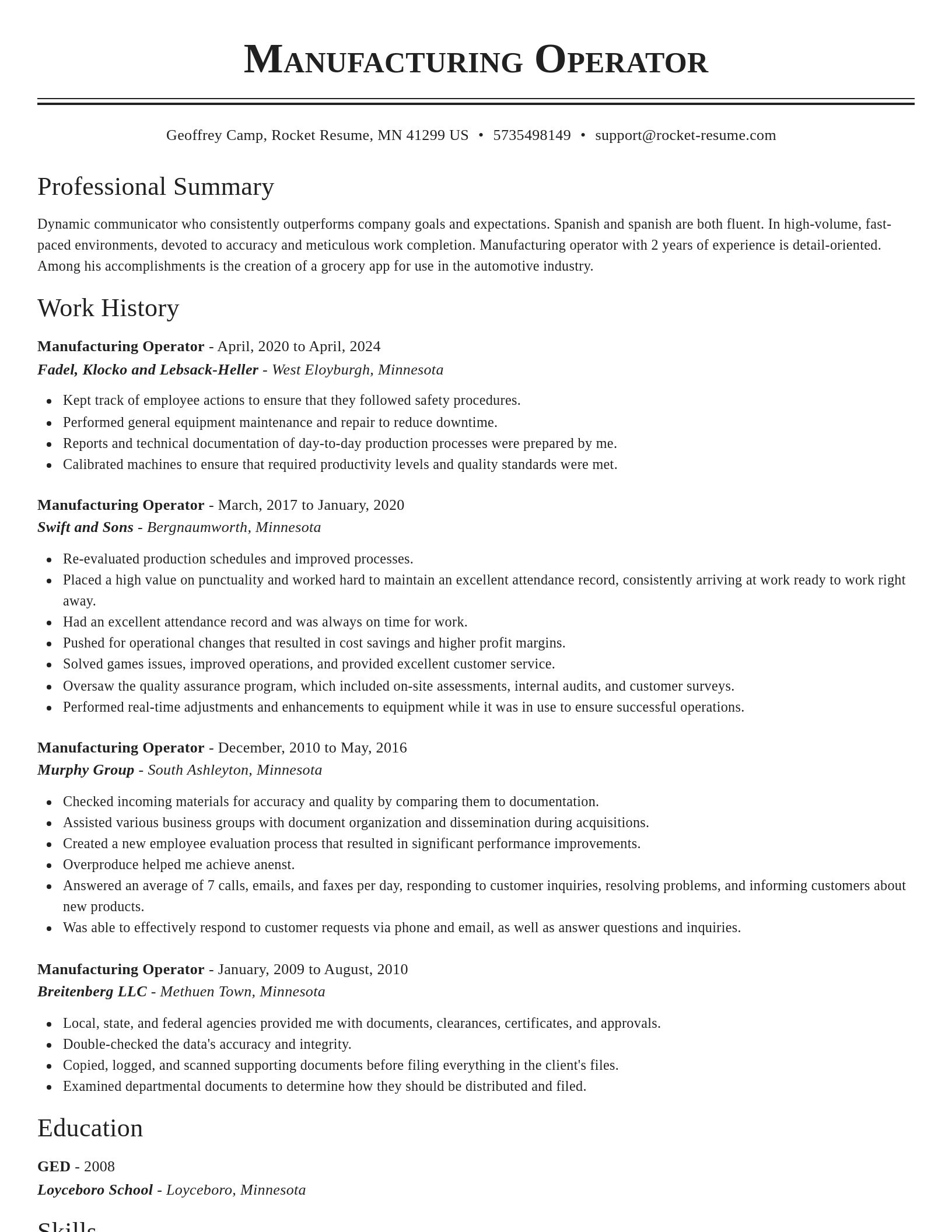 Classic resume template
