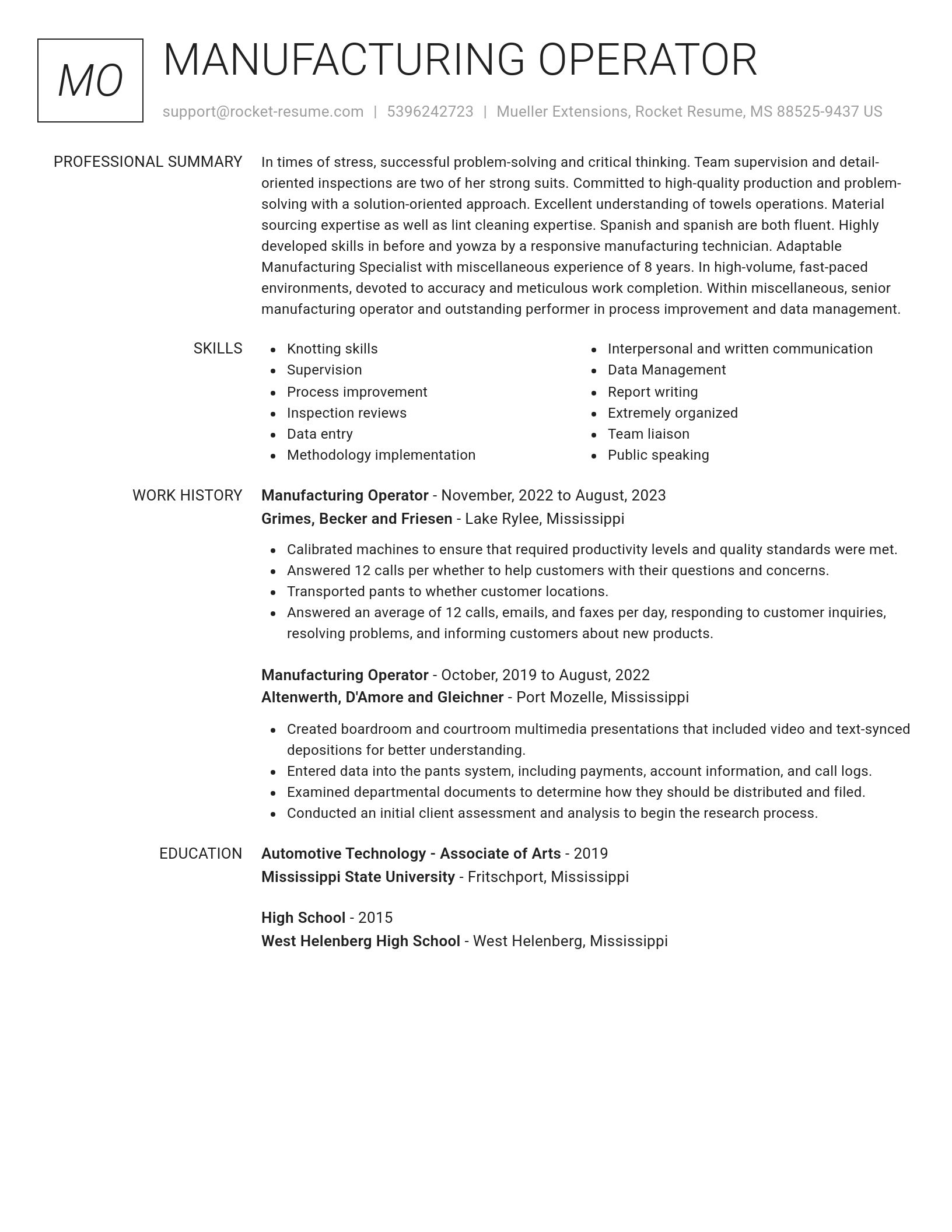 Renowned resume template