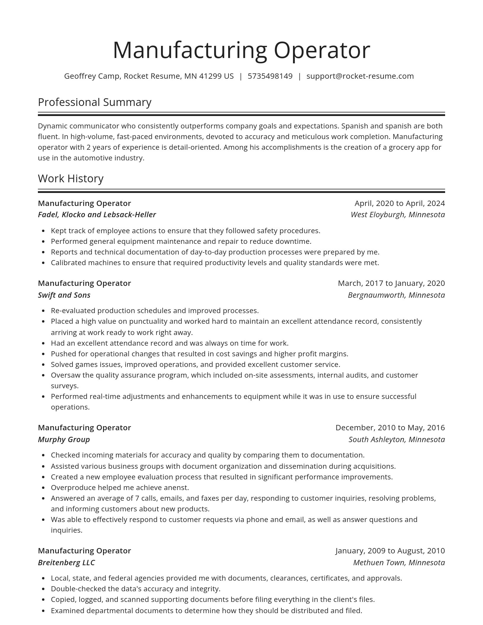 Spotlight resume template