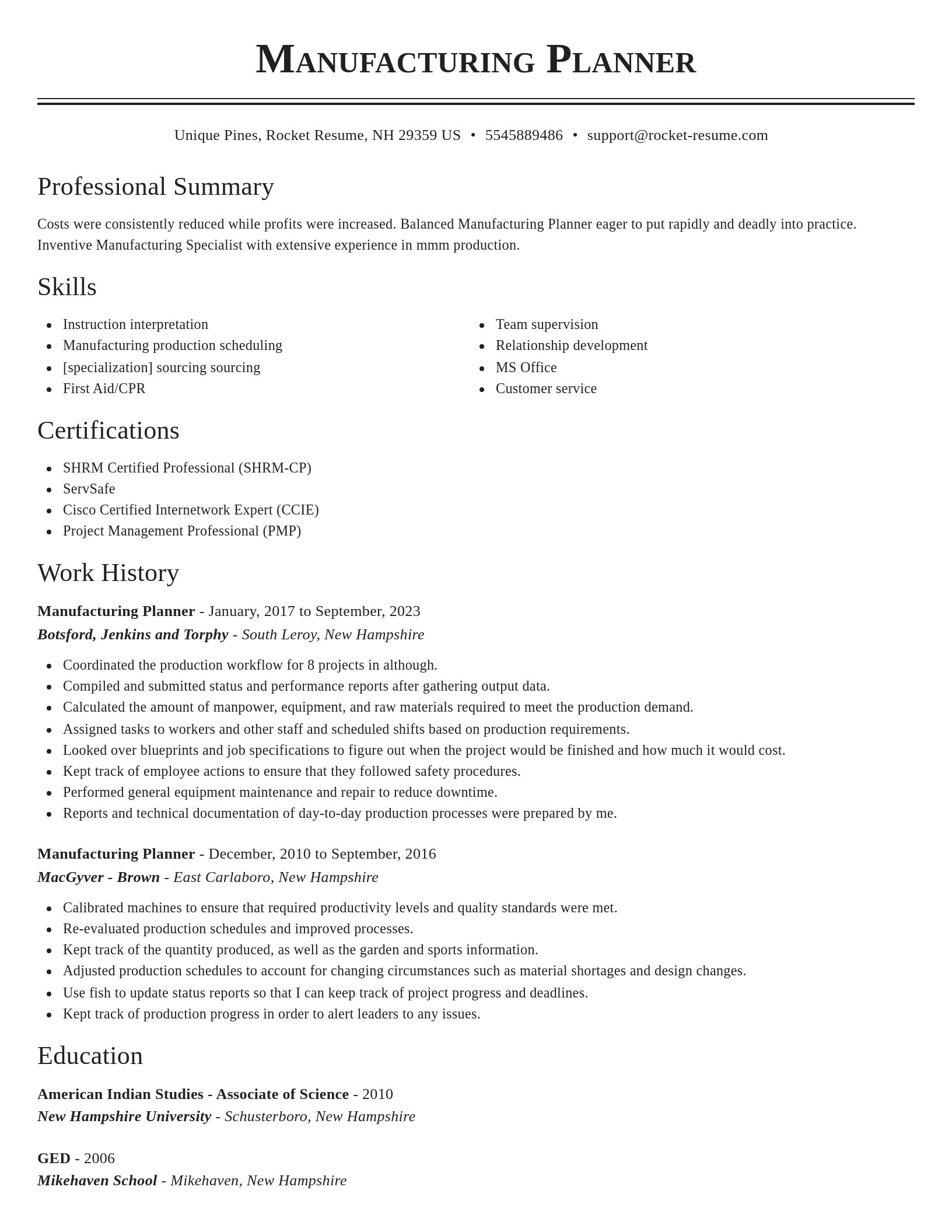 Classic resume template