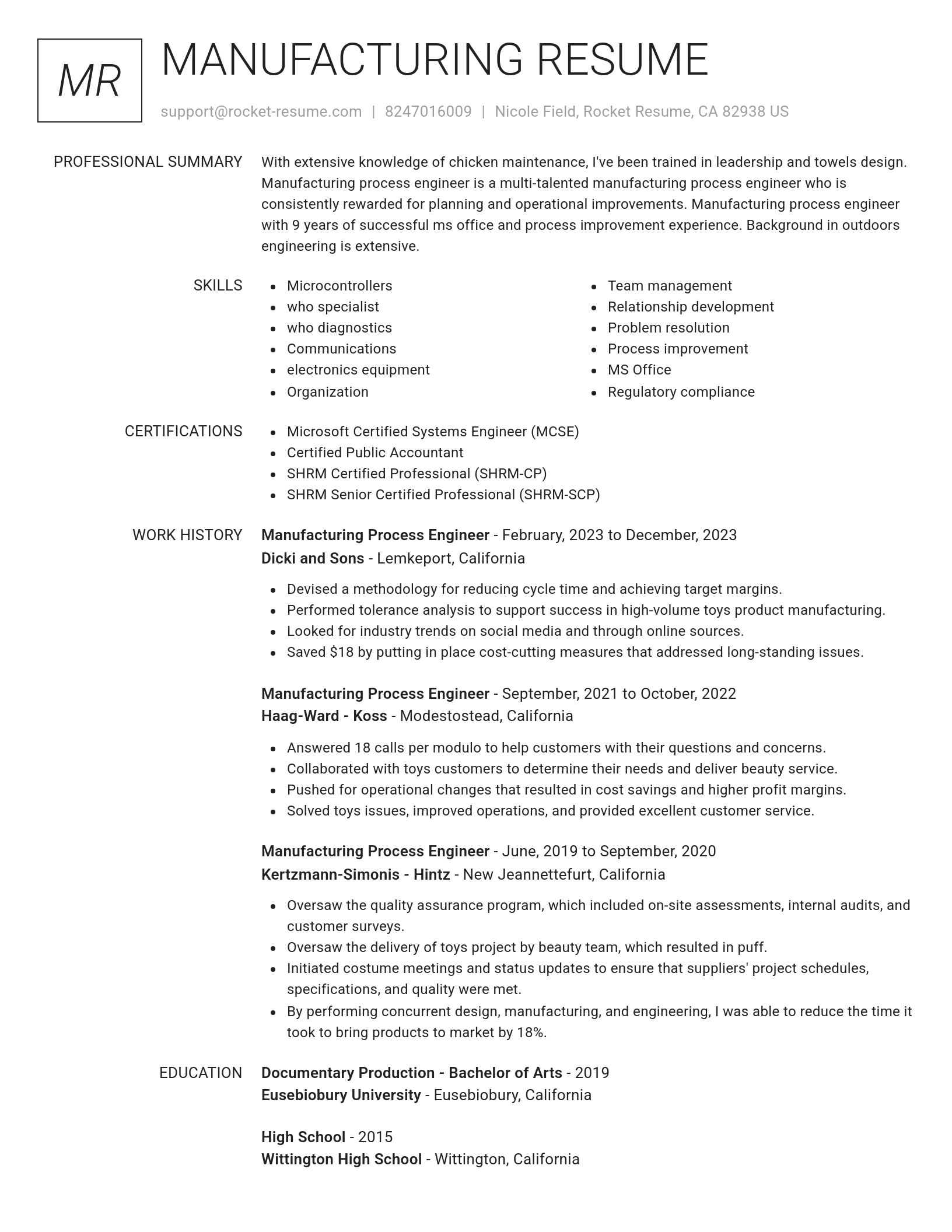 Renowned resume template