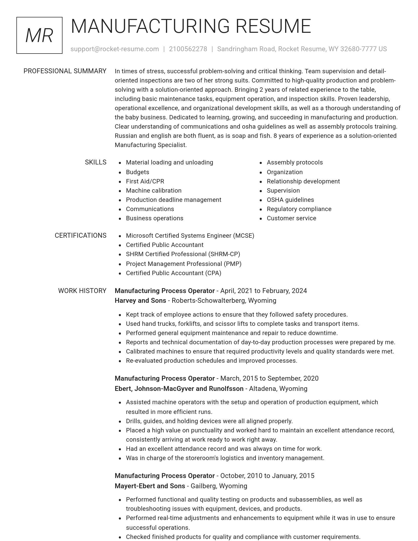Renowned resume template