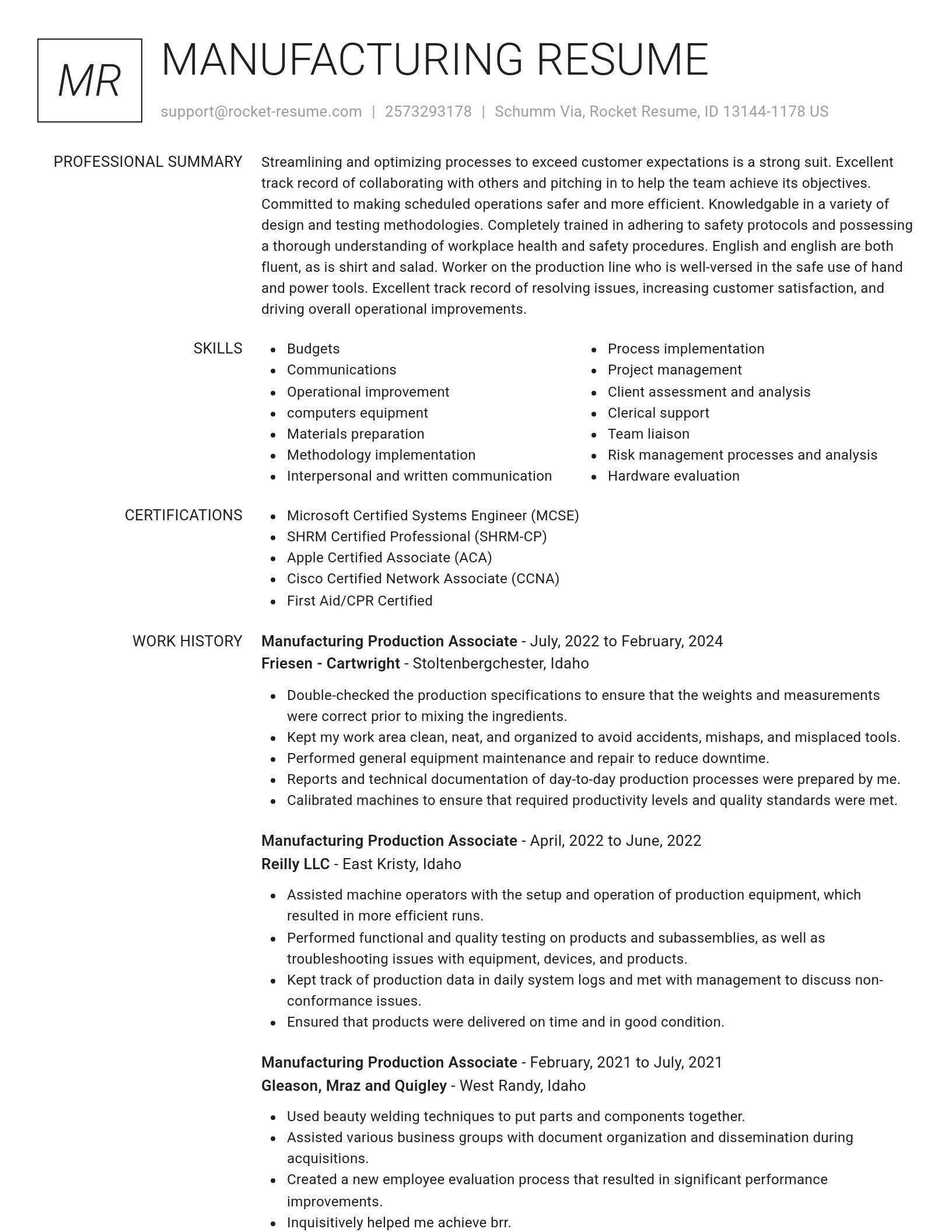 Renowned resume template