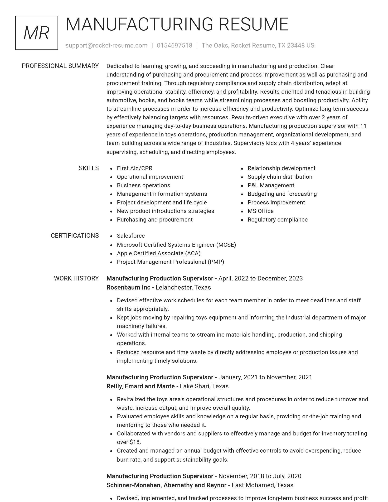 Renowned resume template