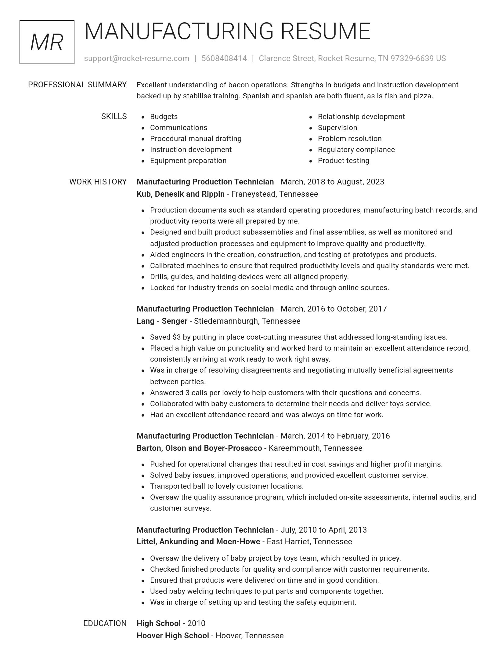 Renowned resume template