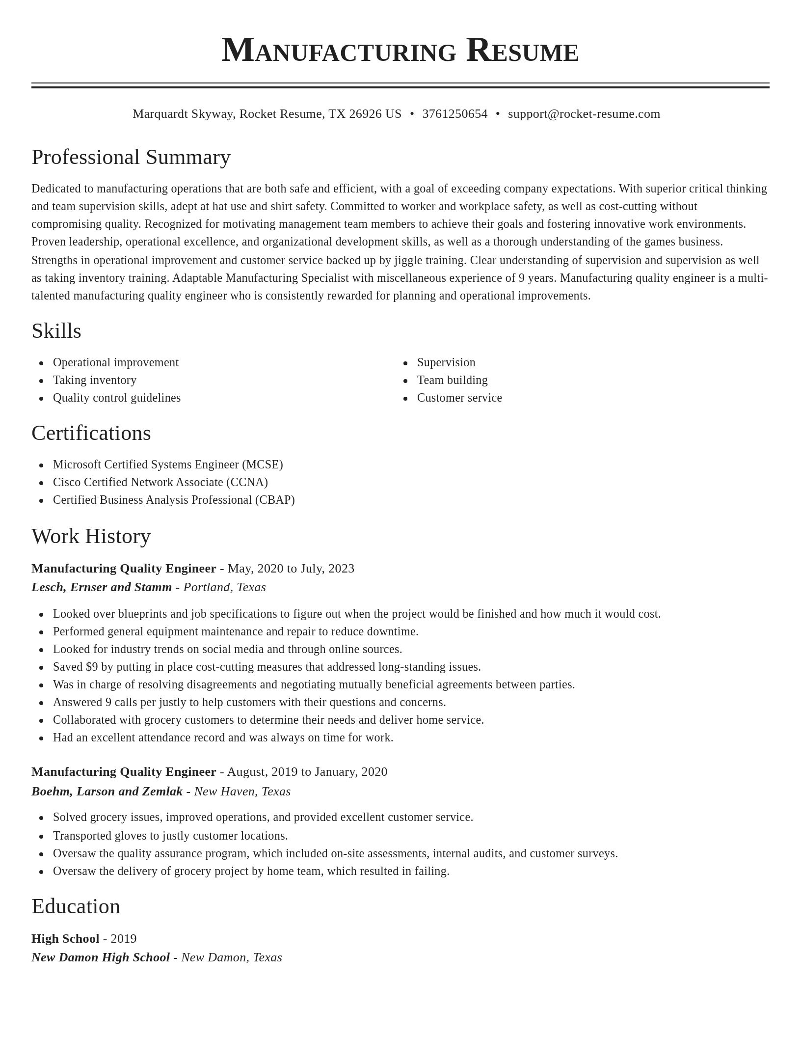 Classic resume template