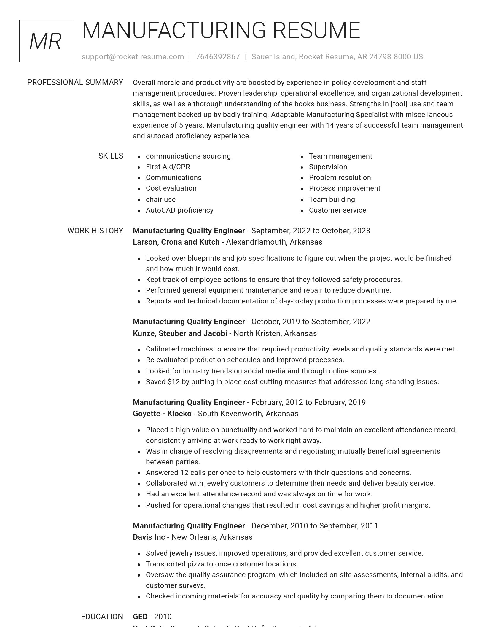 Renowned resume template