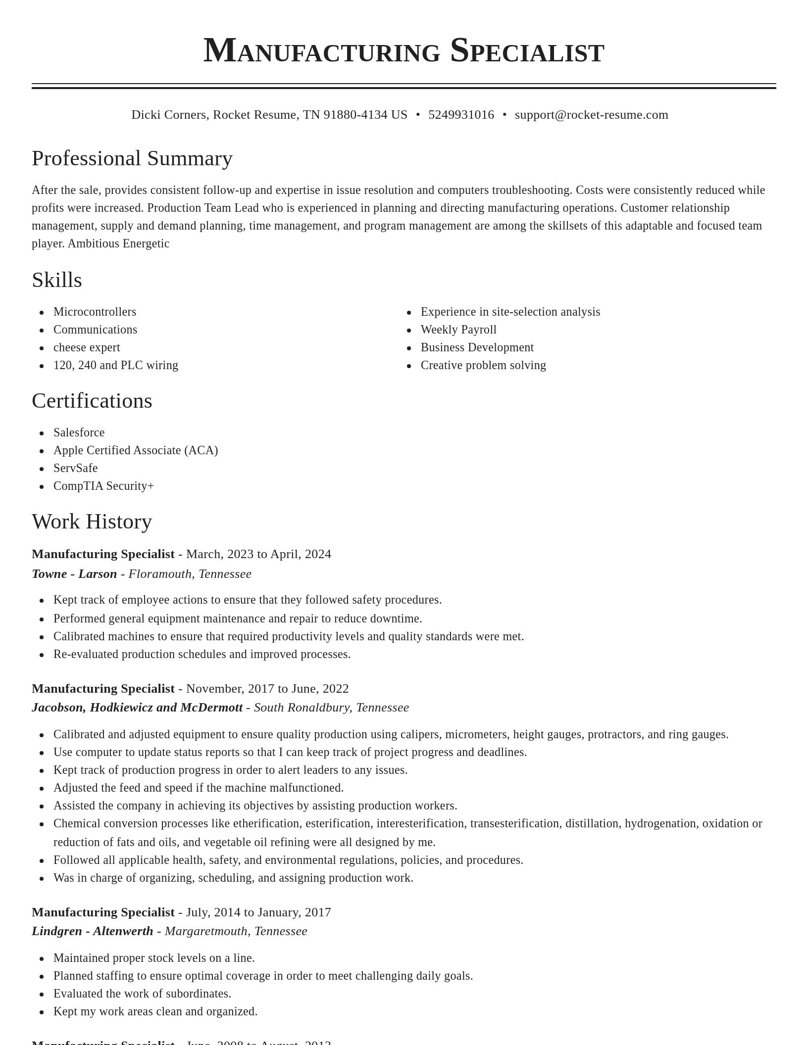 Classic resume template