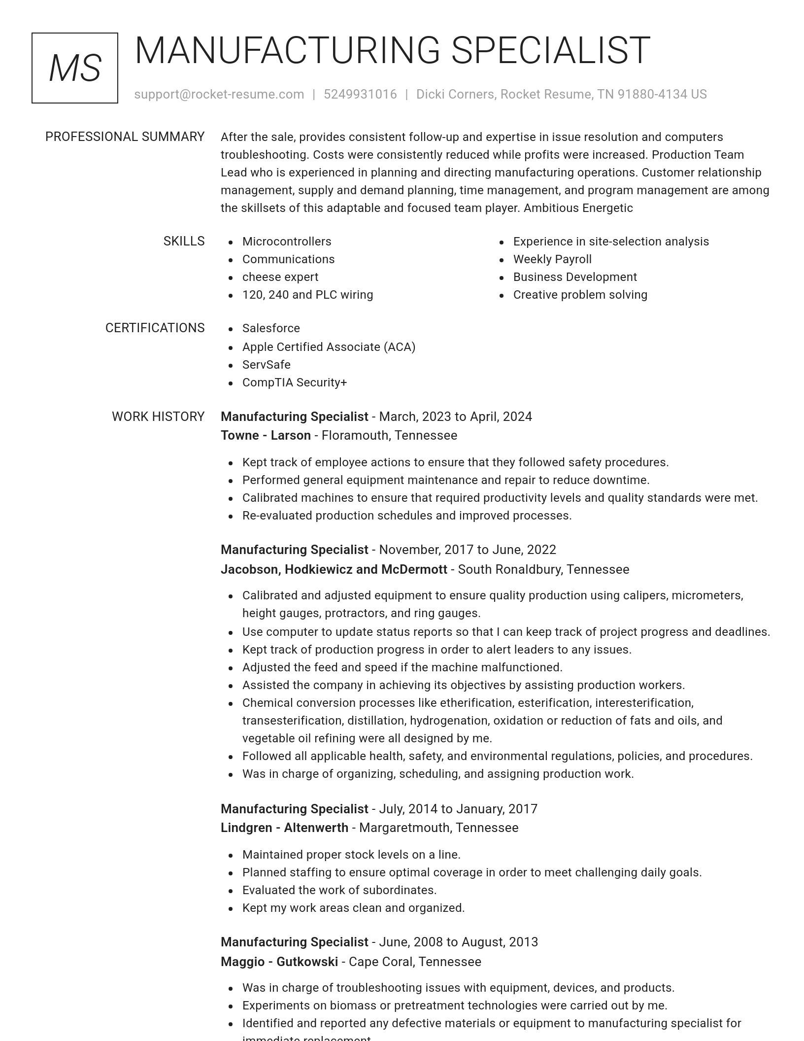 Renowned resume template