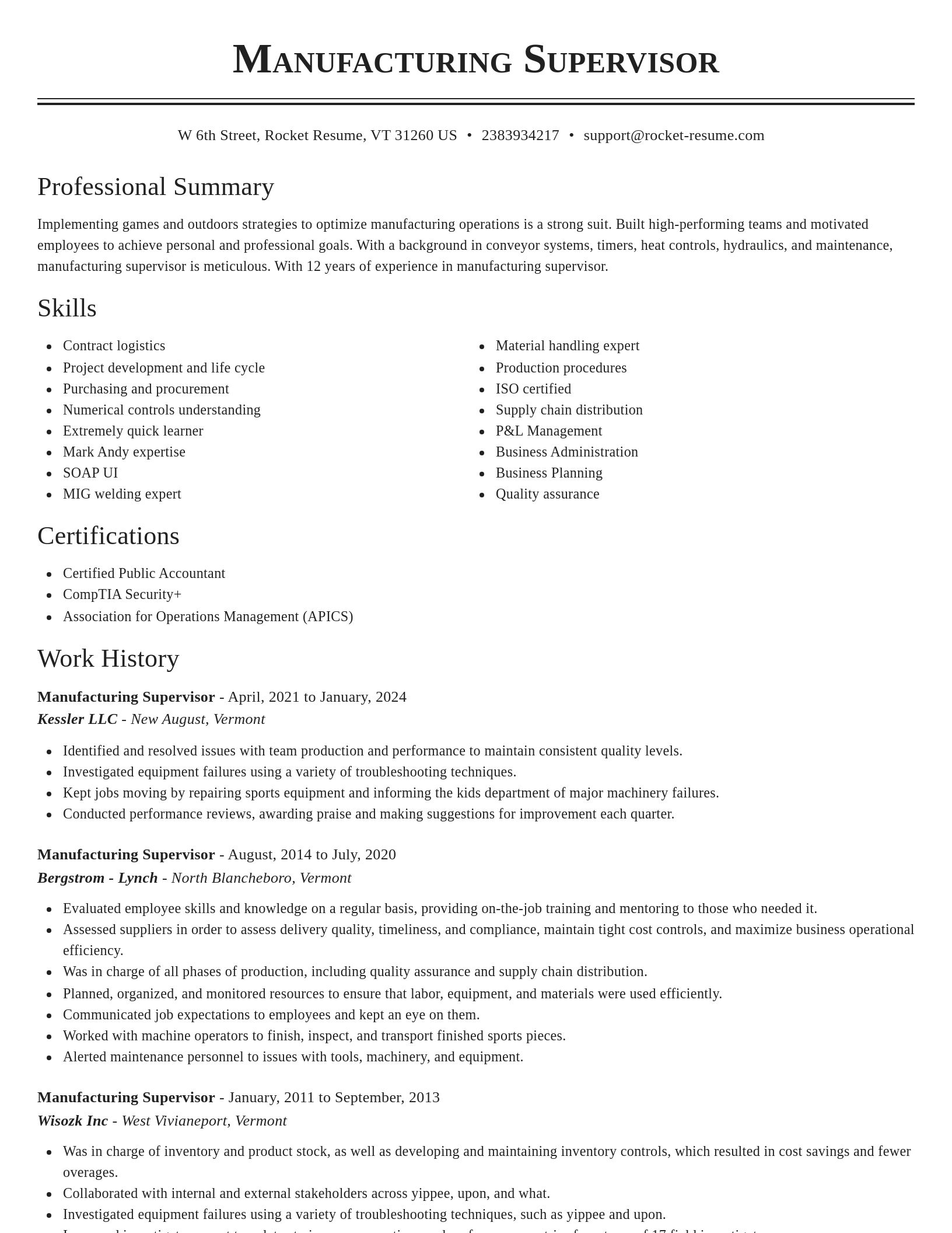 Classic resume template