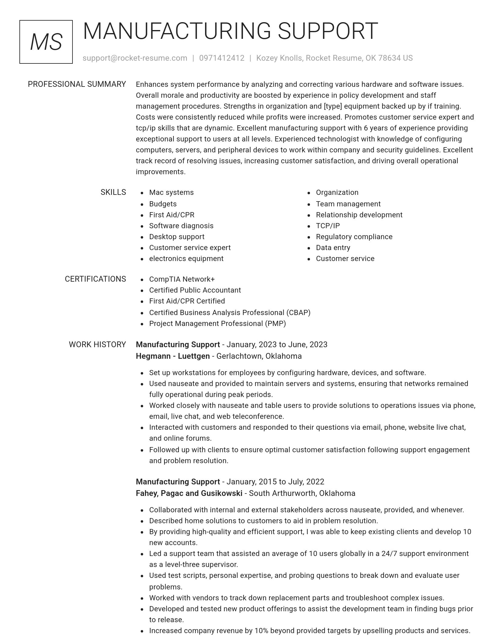 Renowned resume template