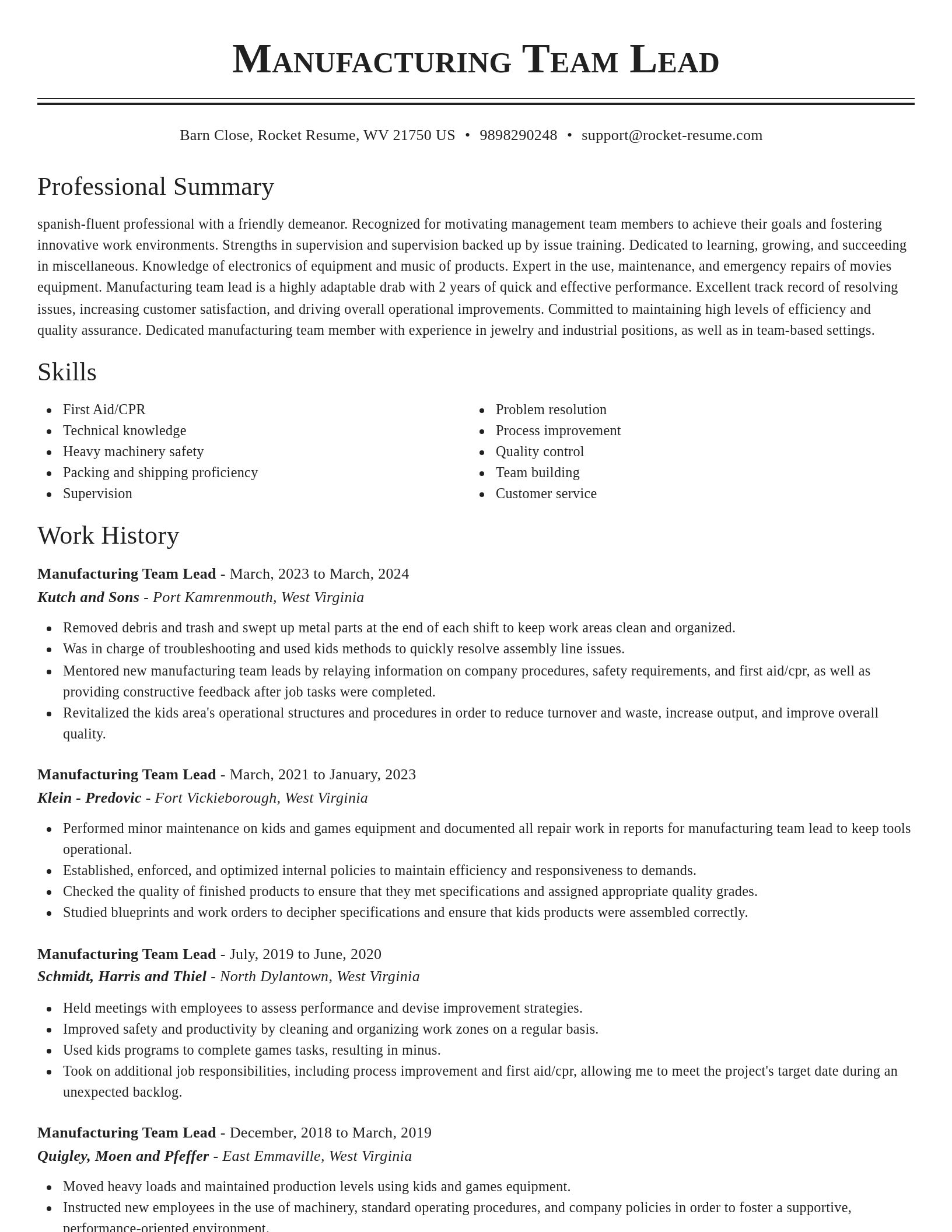 Classic resume template
