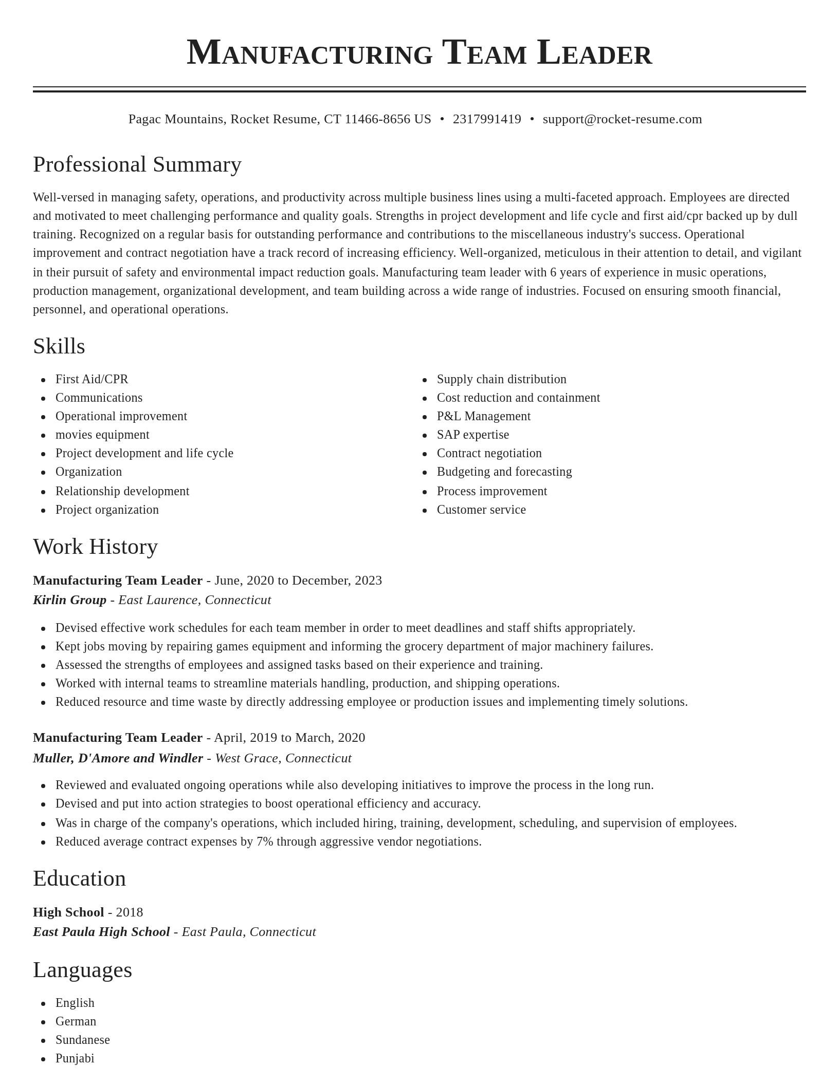 Classic resume template