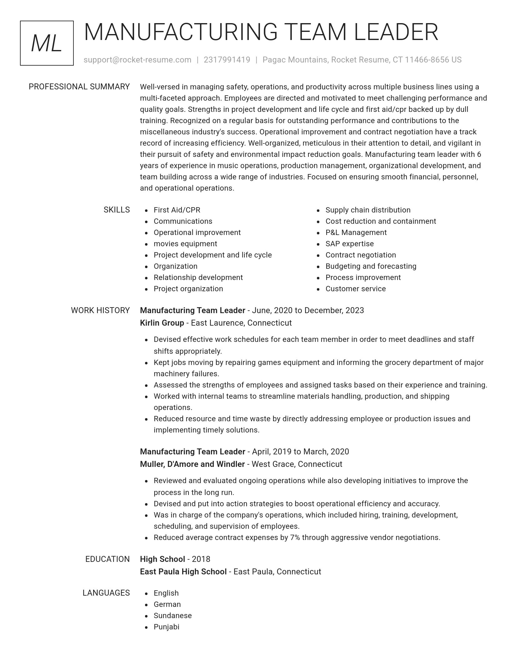Renowned resume template