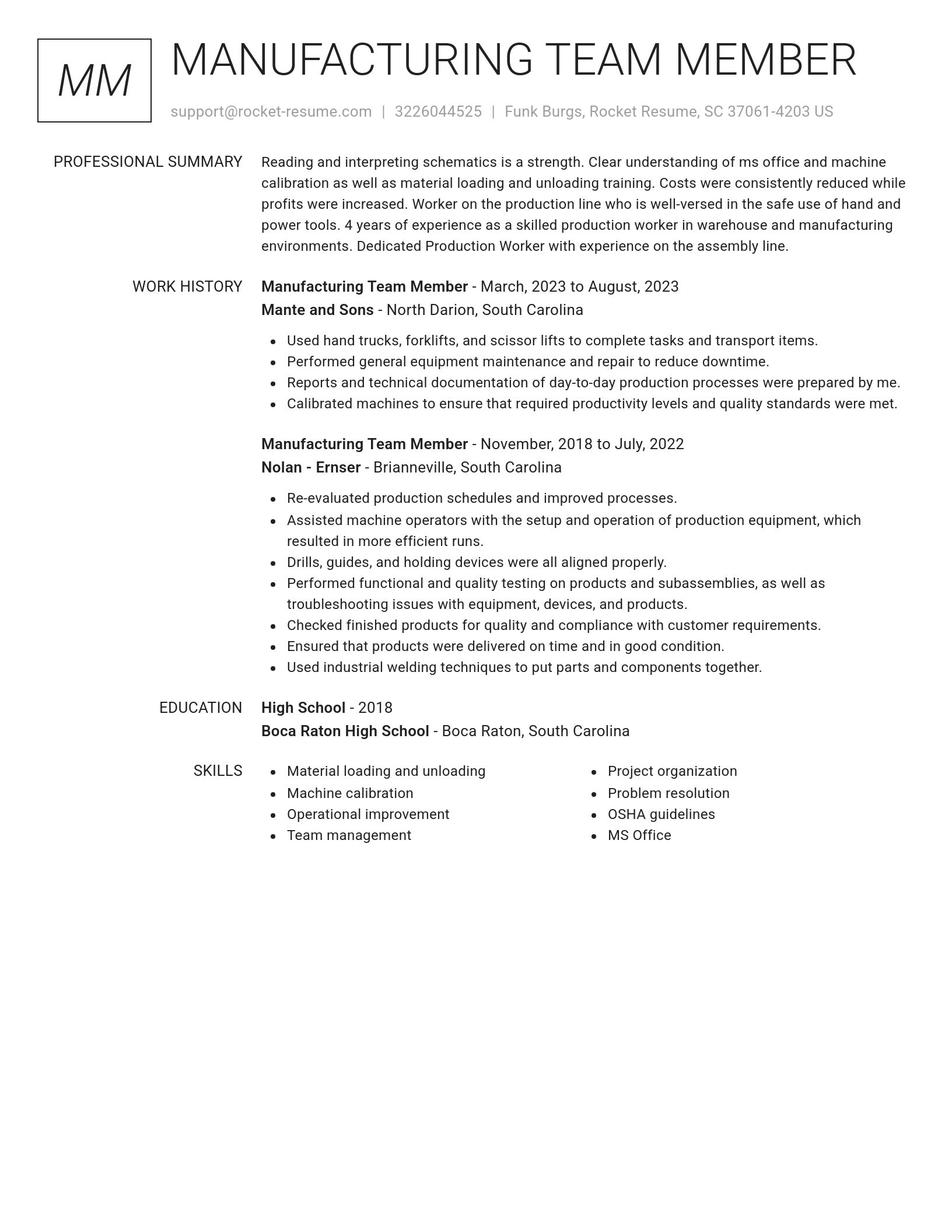 Renowned resume template