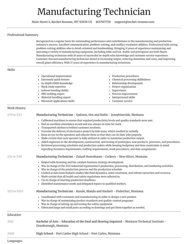 Dignified resume template