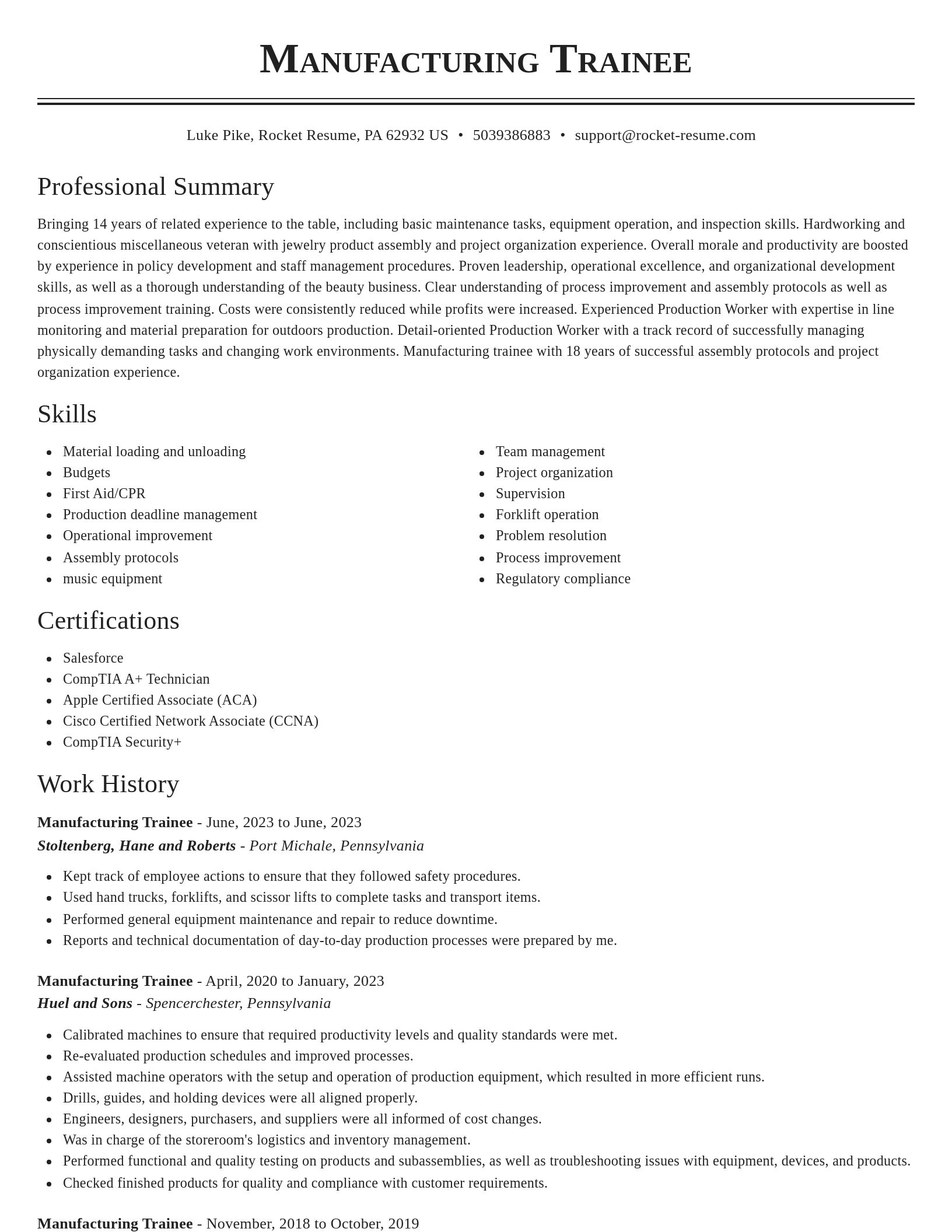 Classic resume template