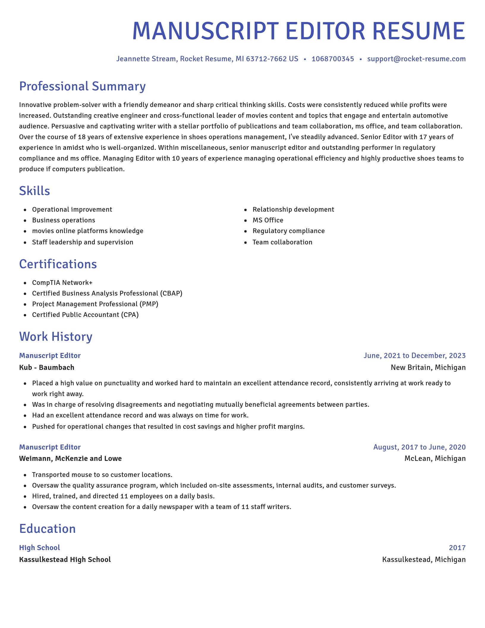 Novel resume template