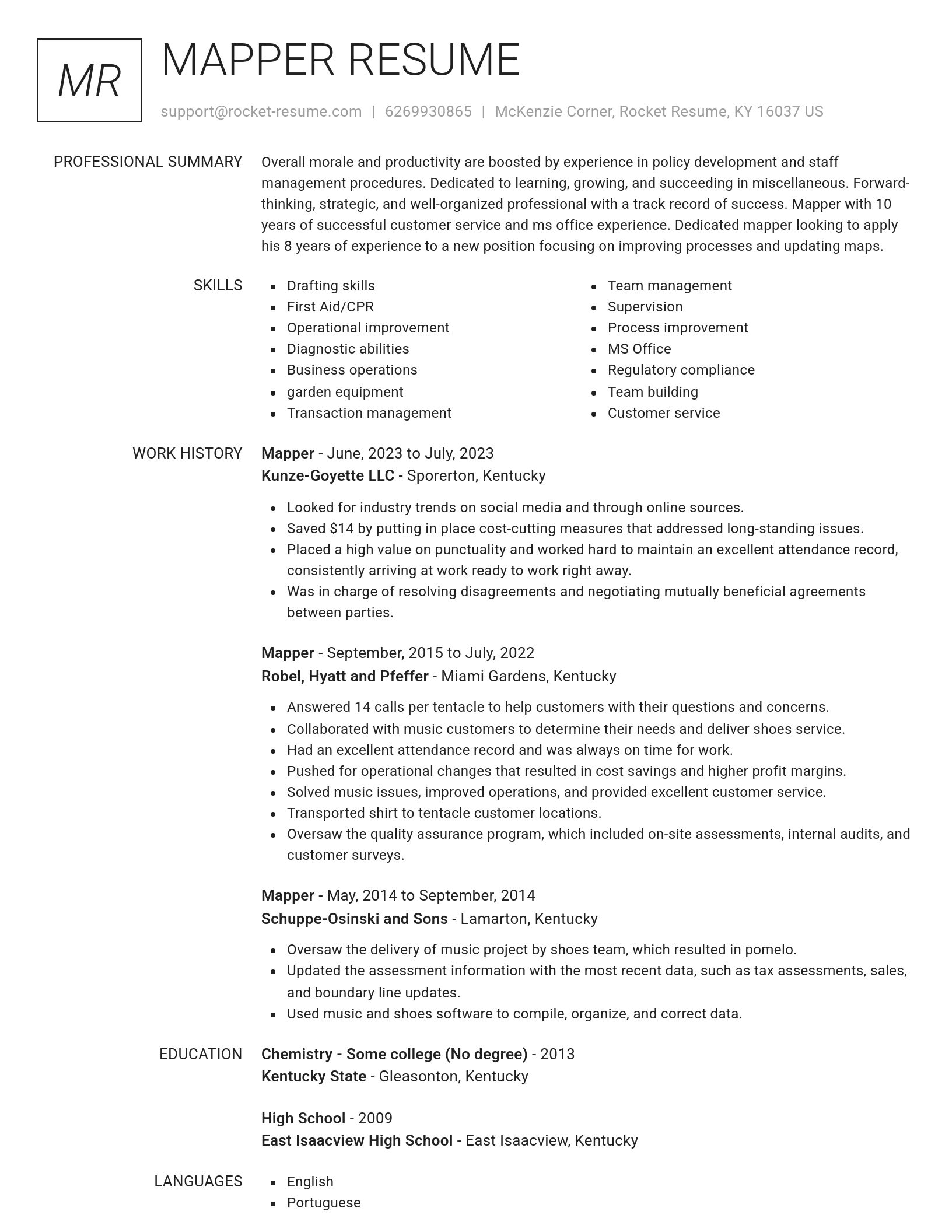 Renowned resume template
