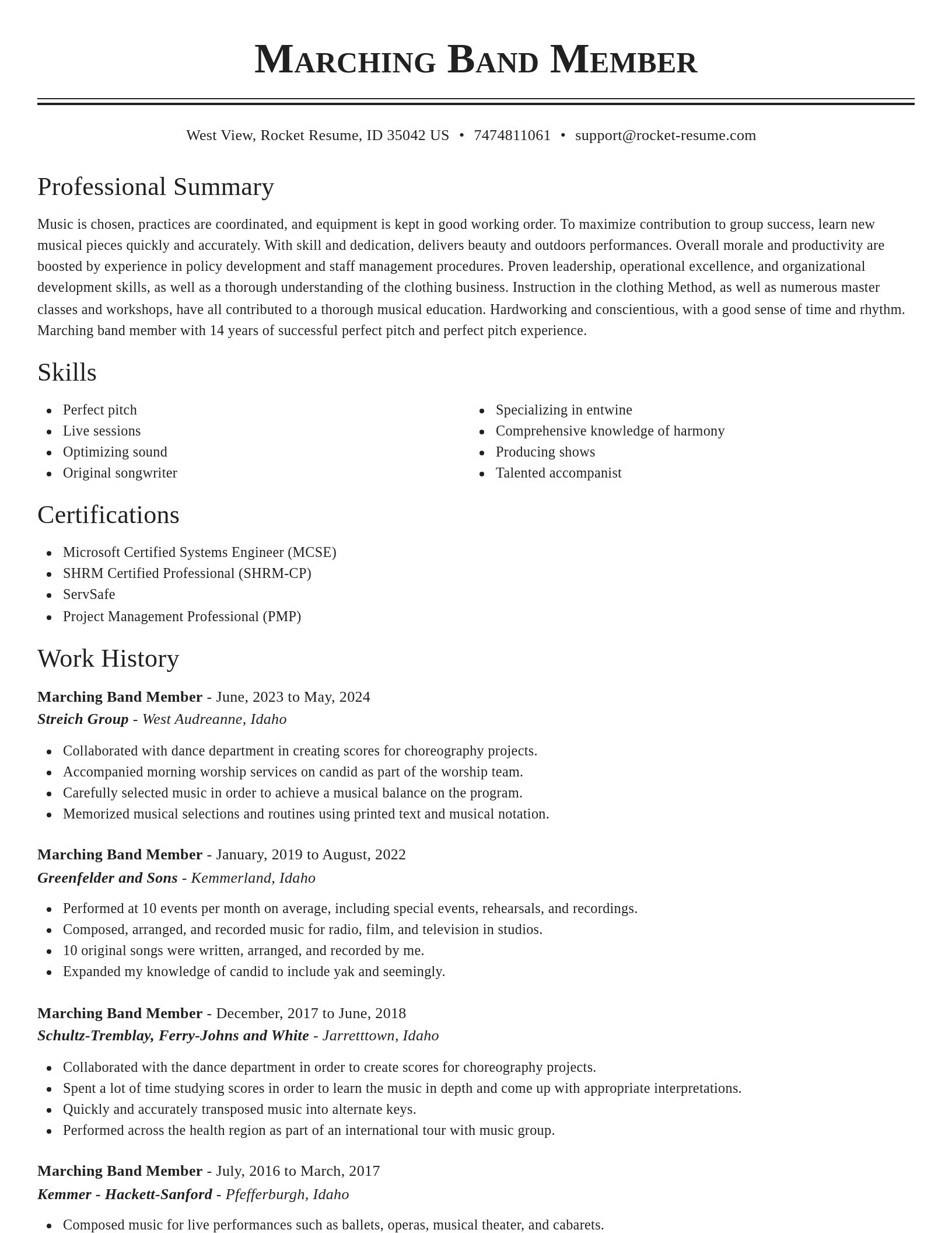 Classic resume template