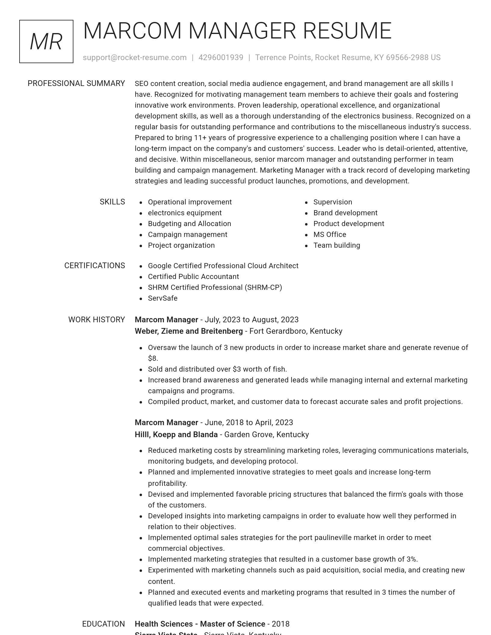 Renowned resume template