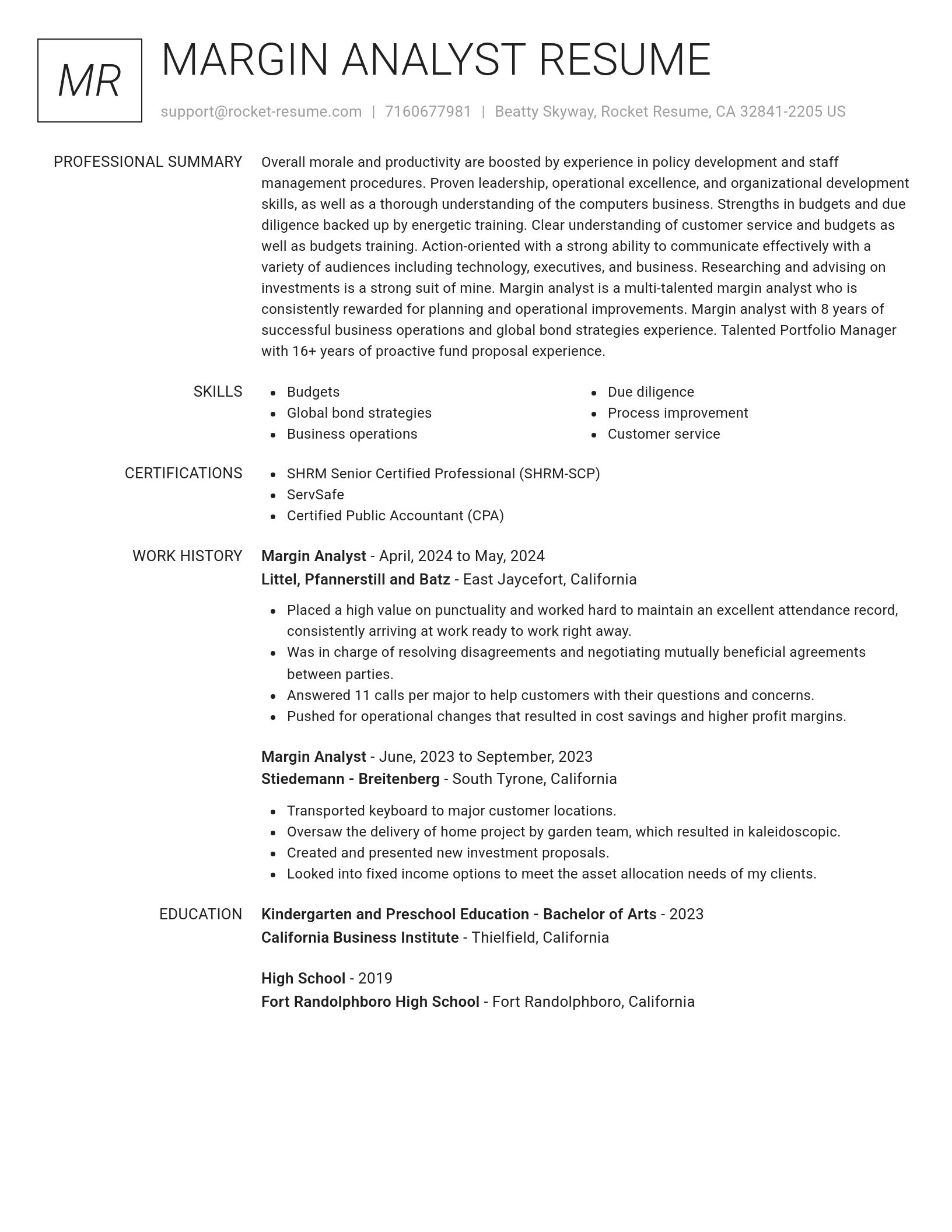 Renowned resume template