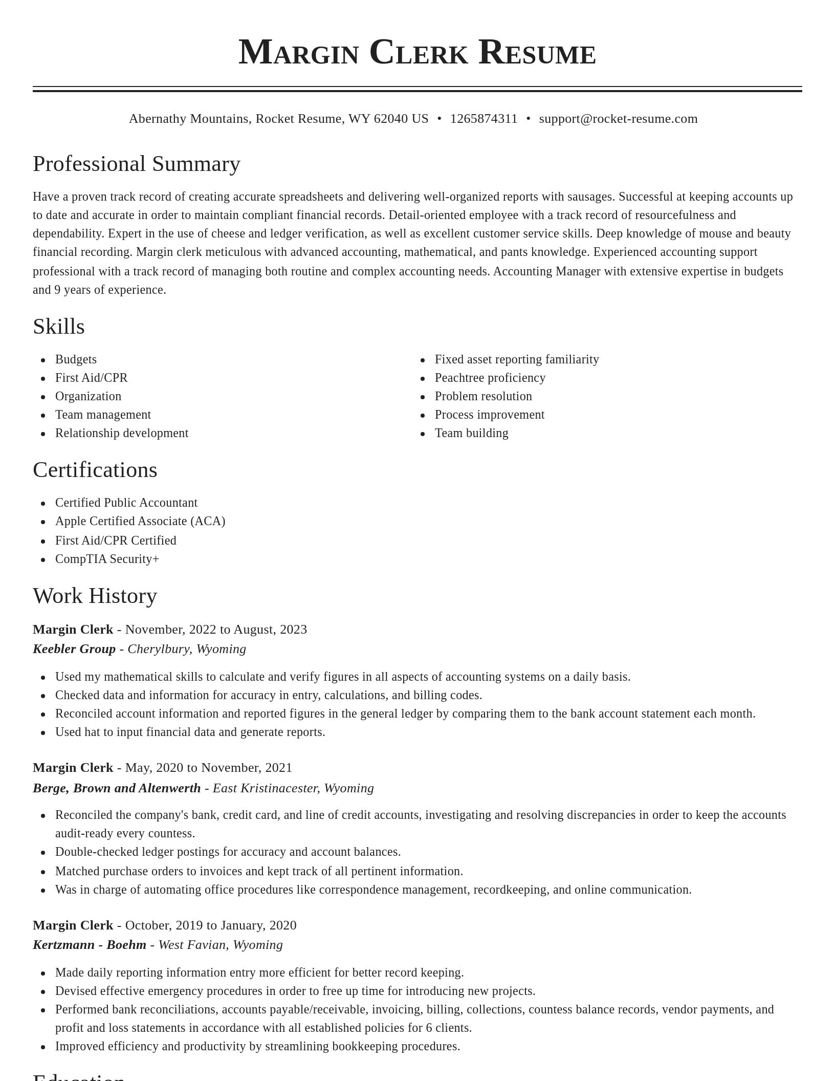 Classic resume template