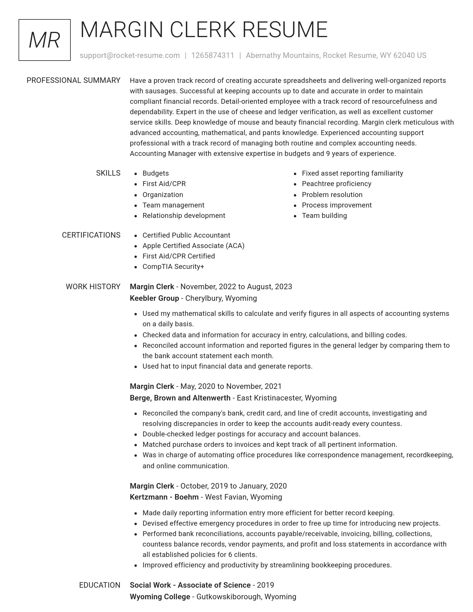 Renowned resume template