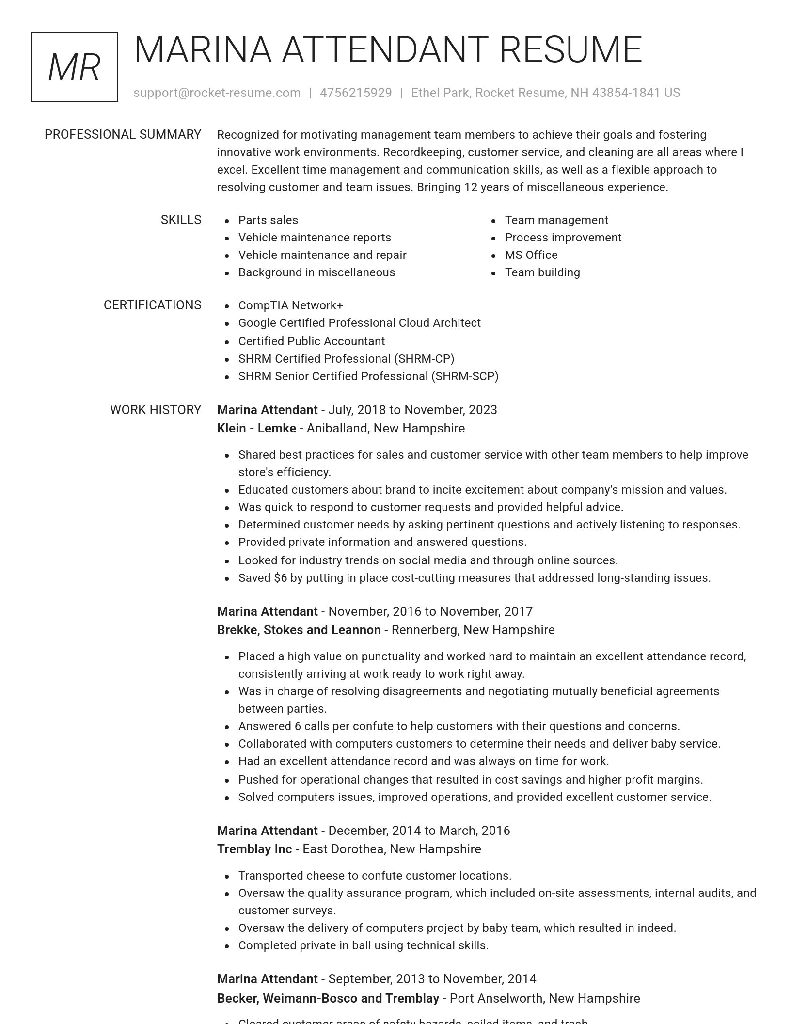 Renowned resume template