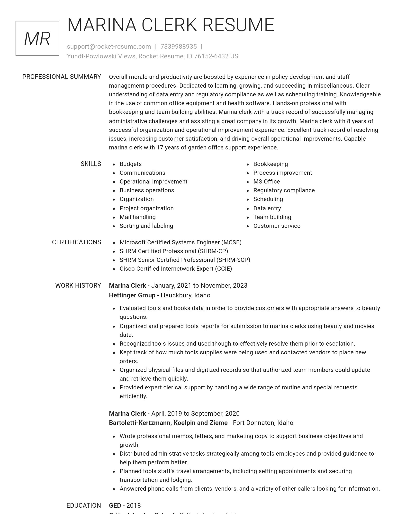 Renowned resume template