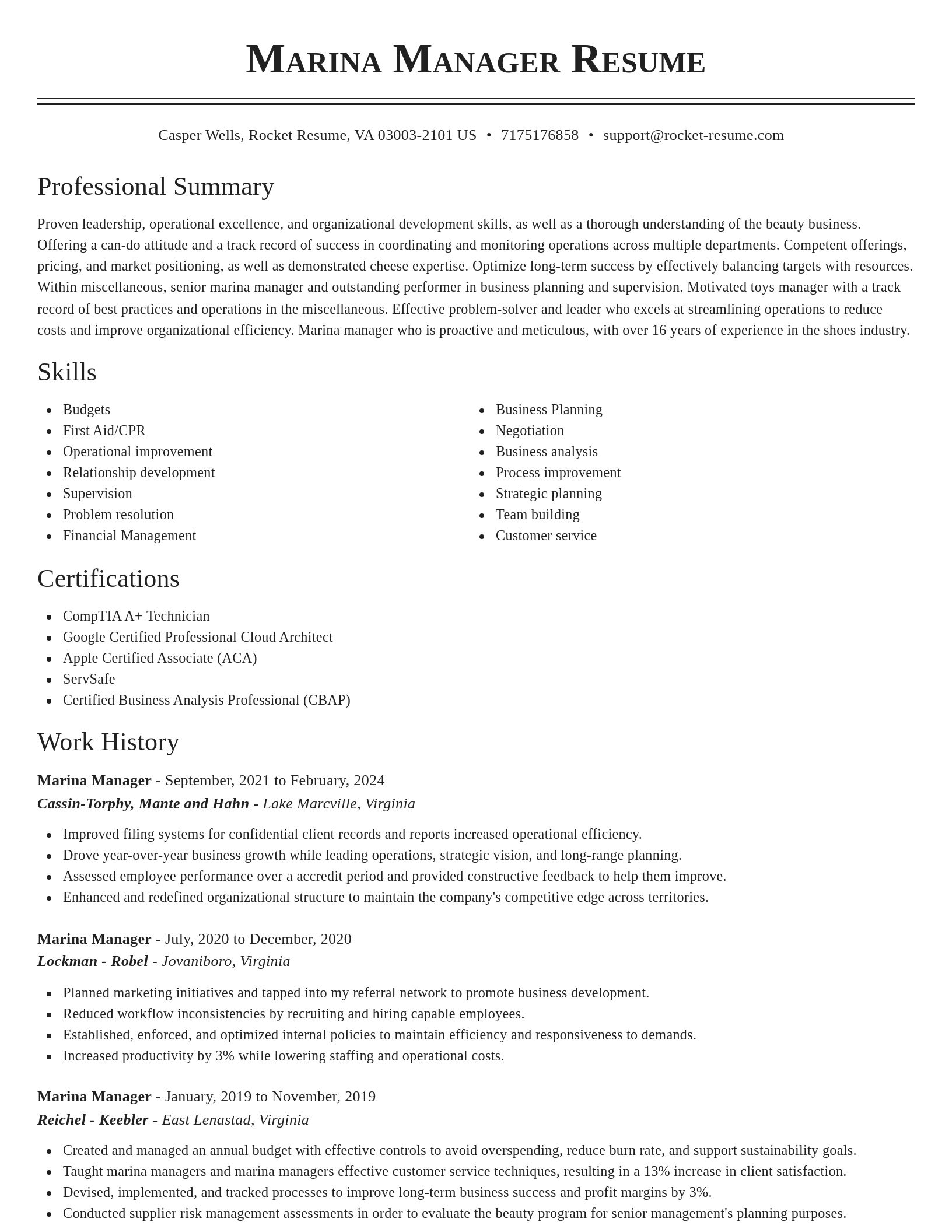 Classic resume template