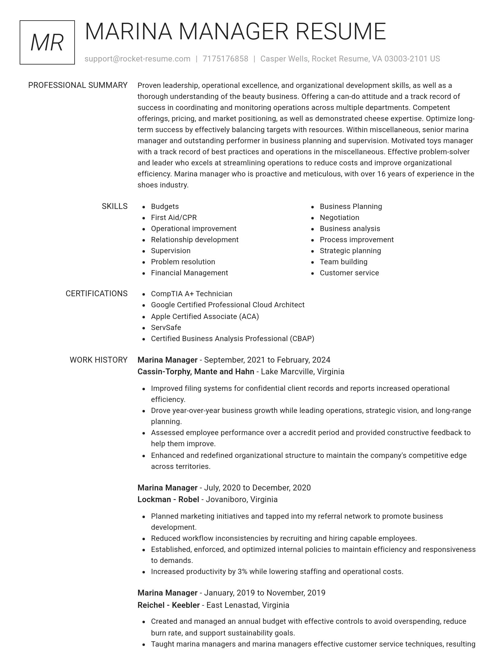 Renowned resume template