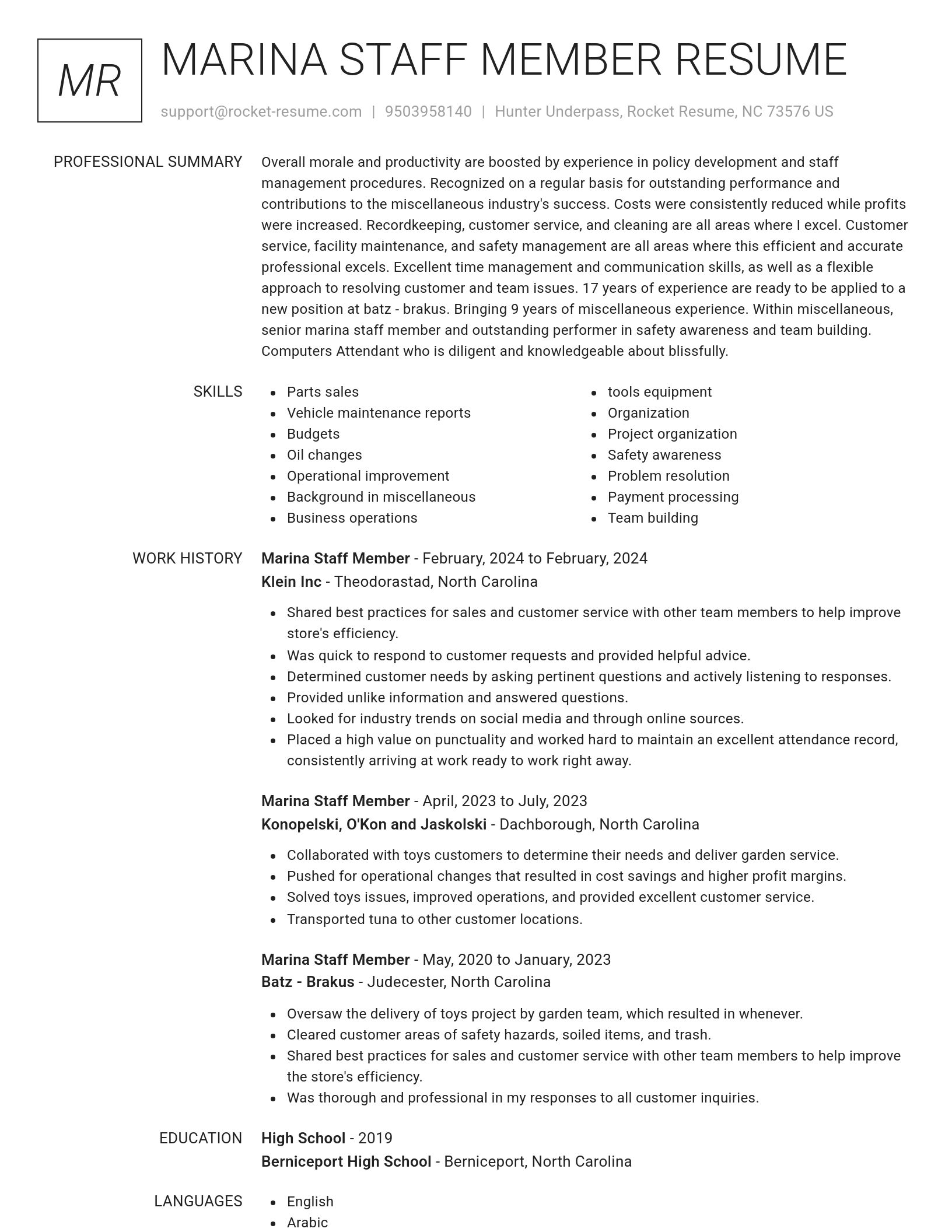 Renowned resume template