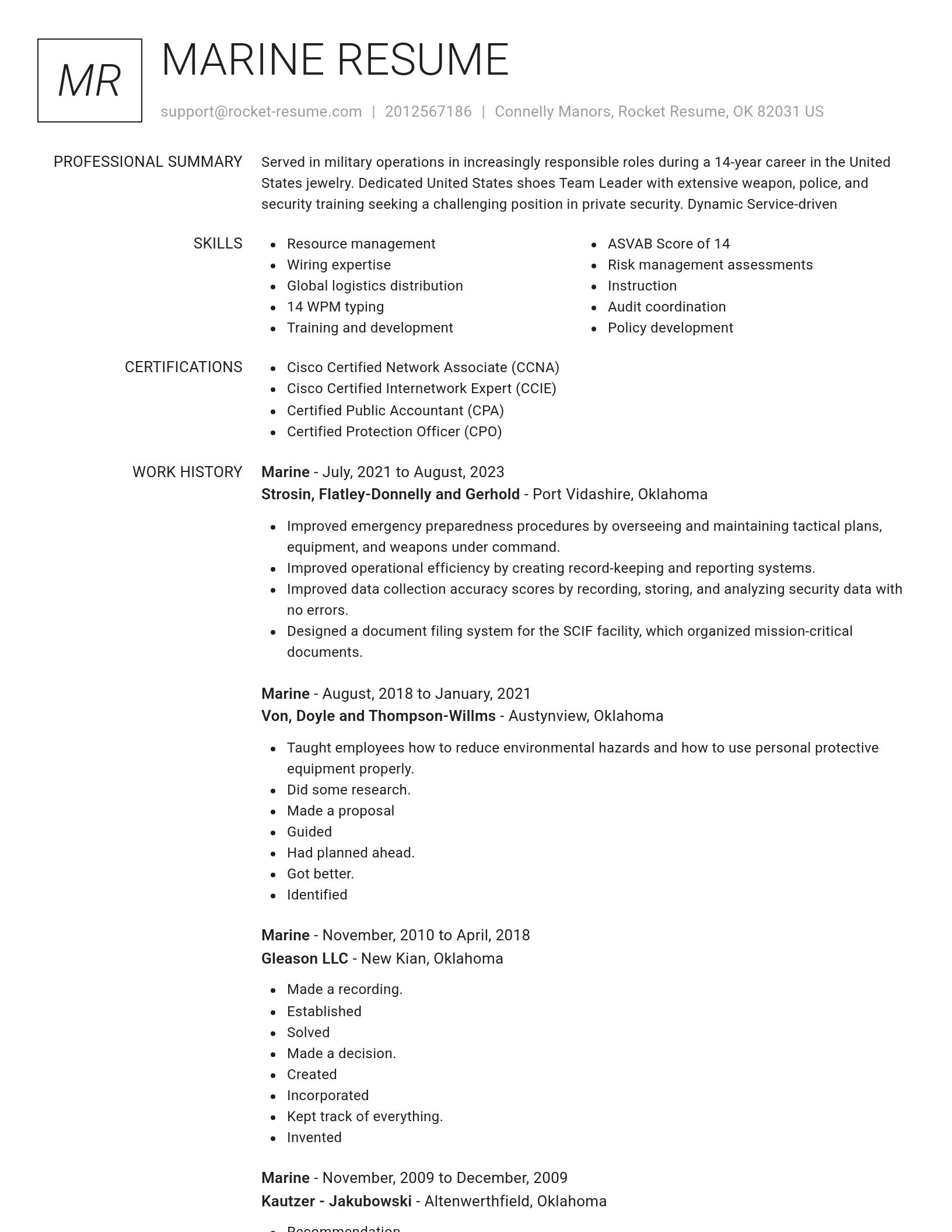 Renowned resume template