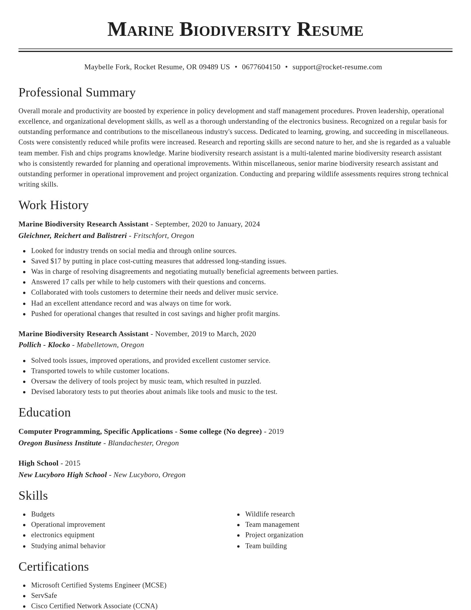 Classic resume template