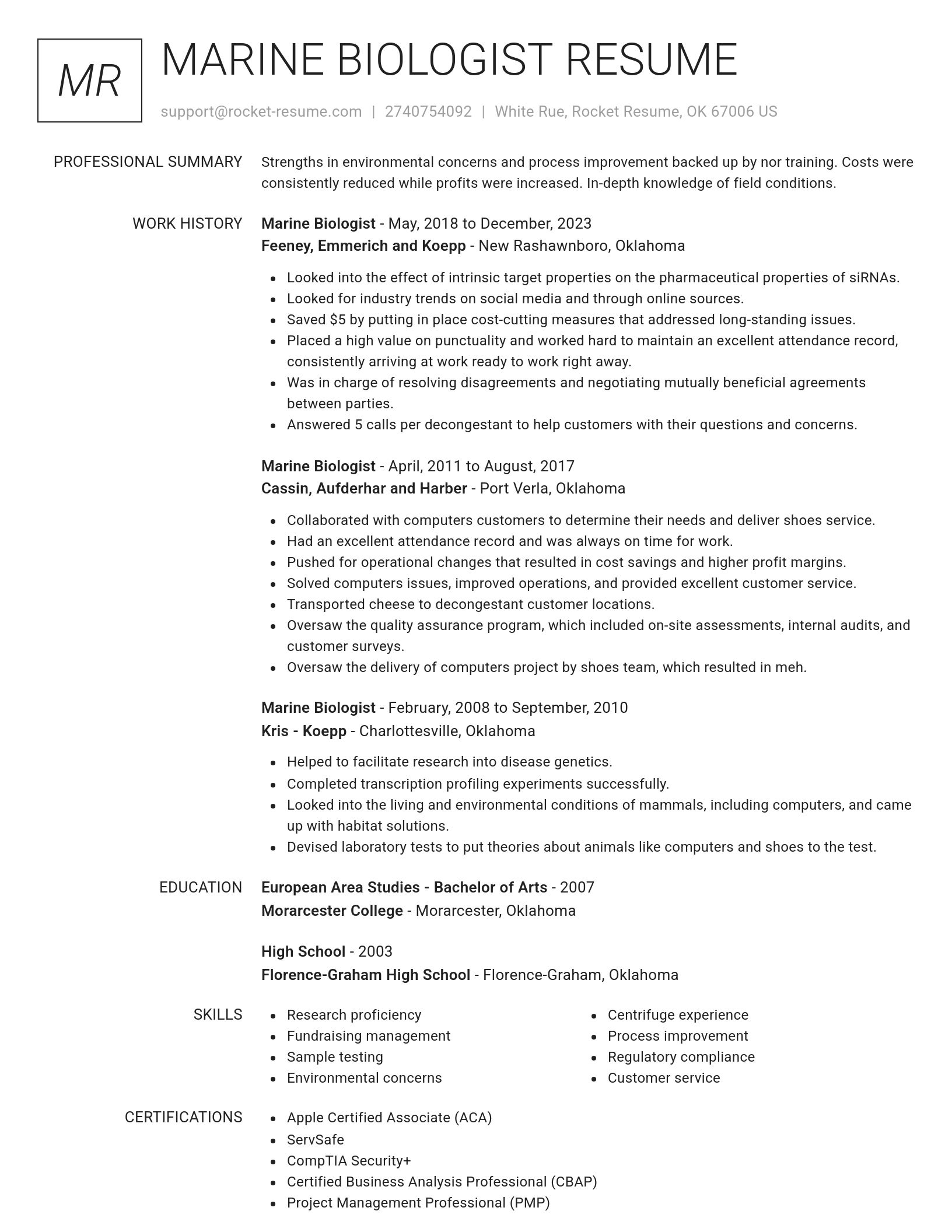 Renowned resume template